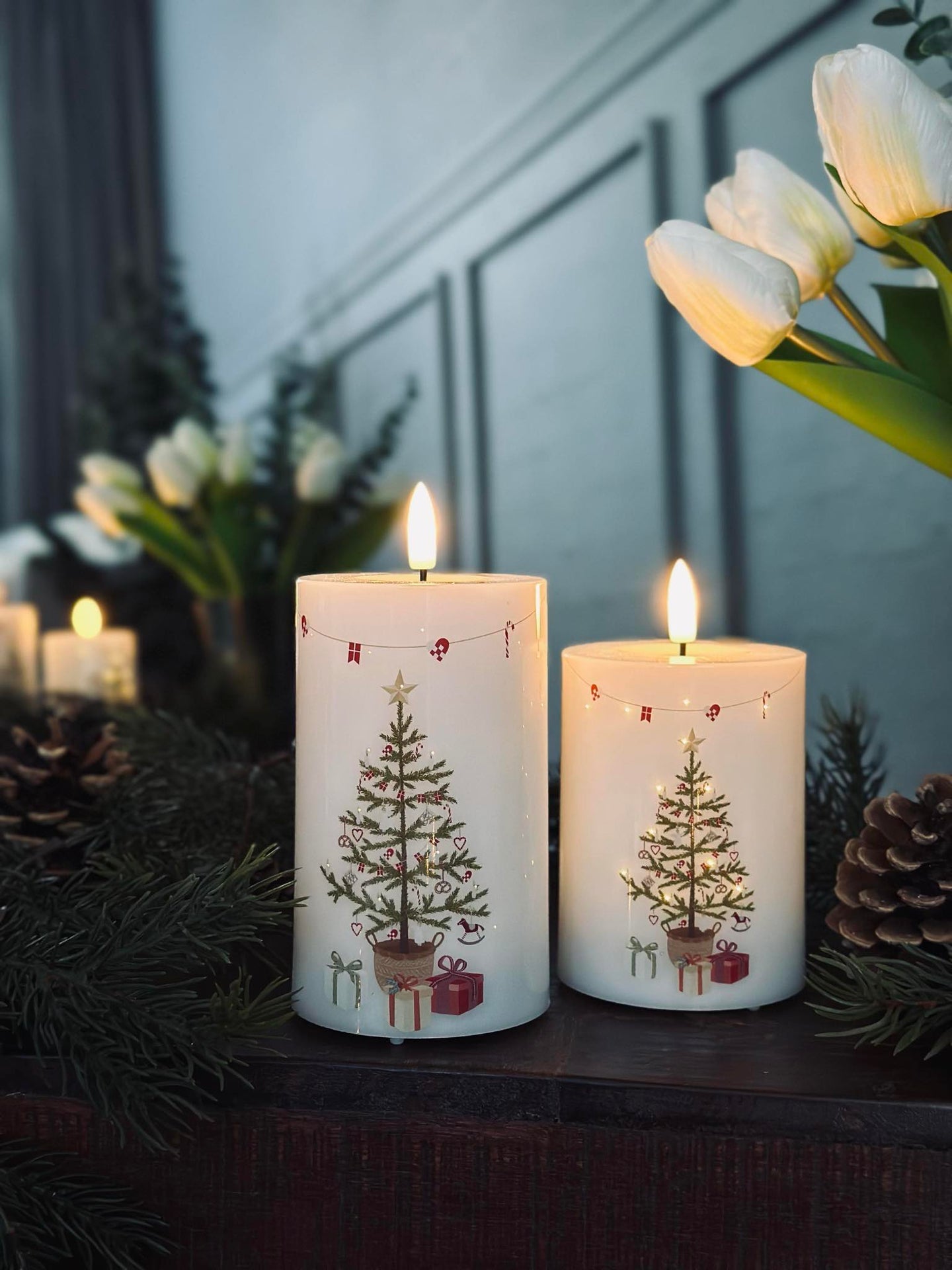 LED Blockkerzen TWINKLE CHRISTMAS - Set mit 2 Stk.