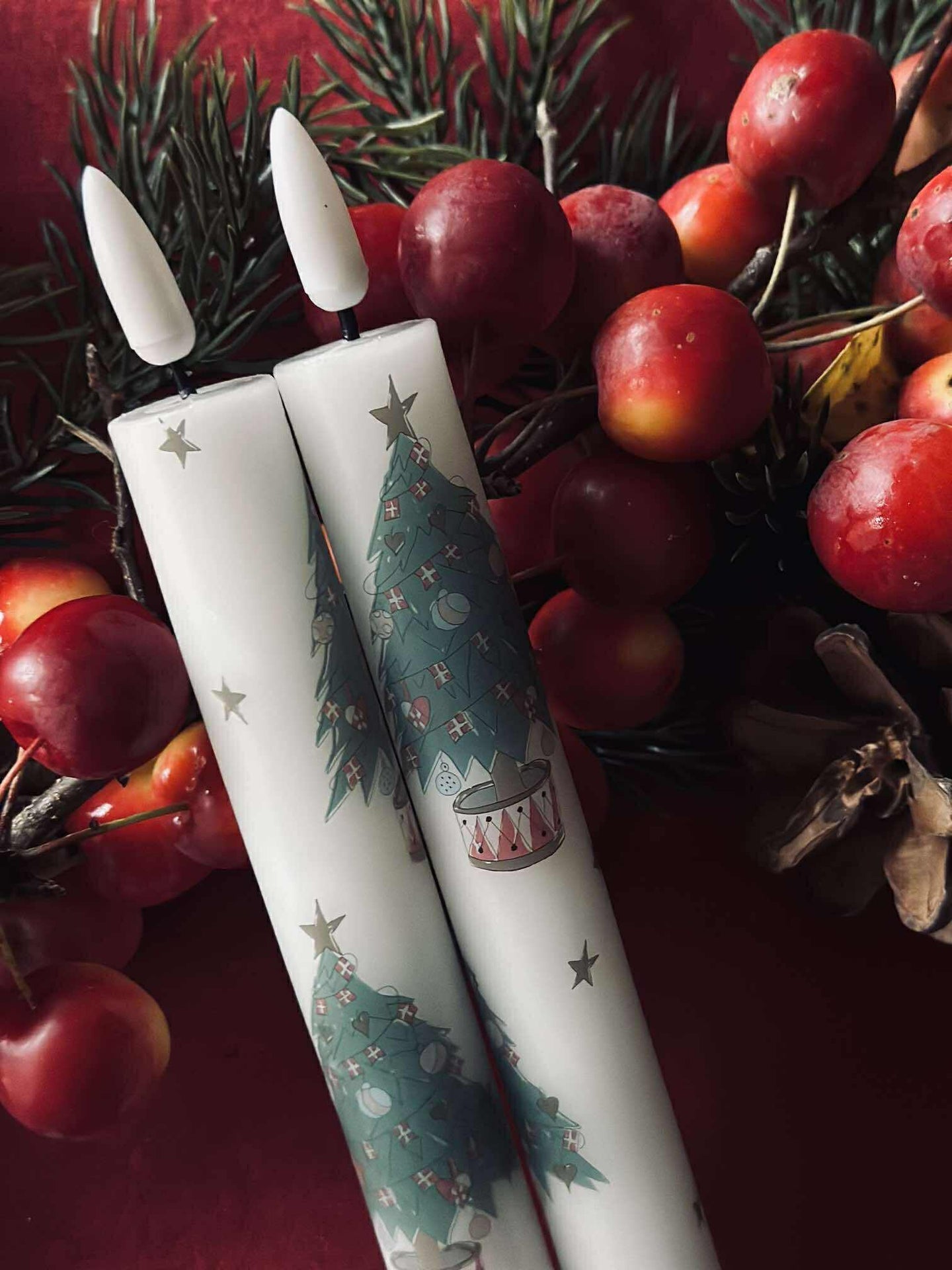 LED Stabkerzen 2 Stk. - Weihnachtsmotiv