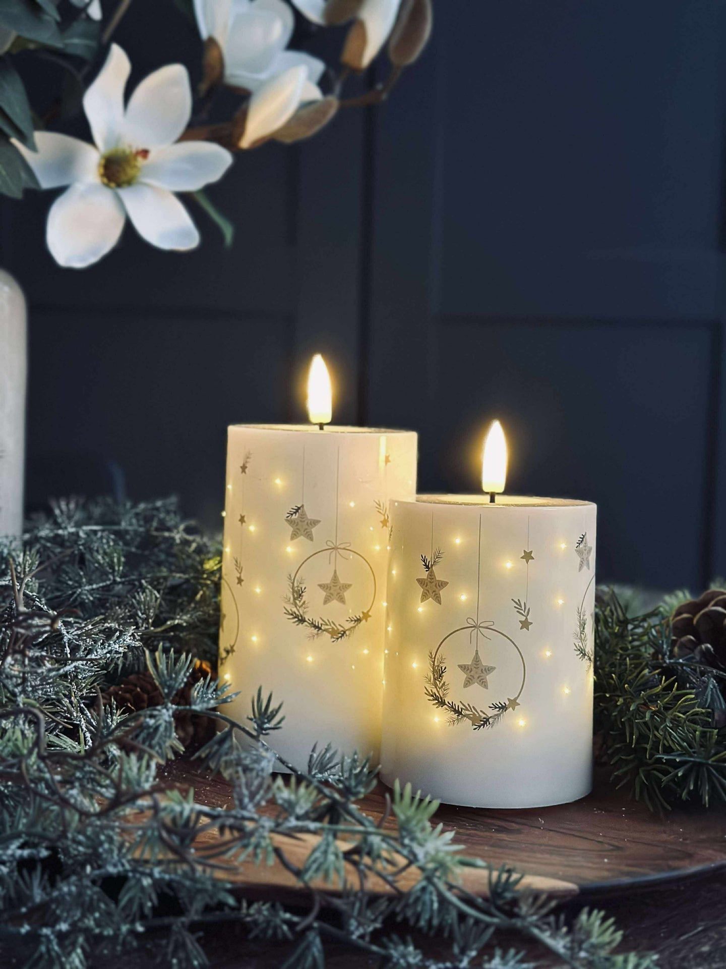 LED-Blockkerzen TWINKLE CHRISTMAS - Set mit 2 Stk.