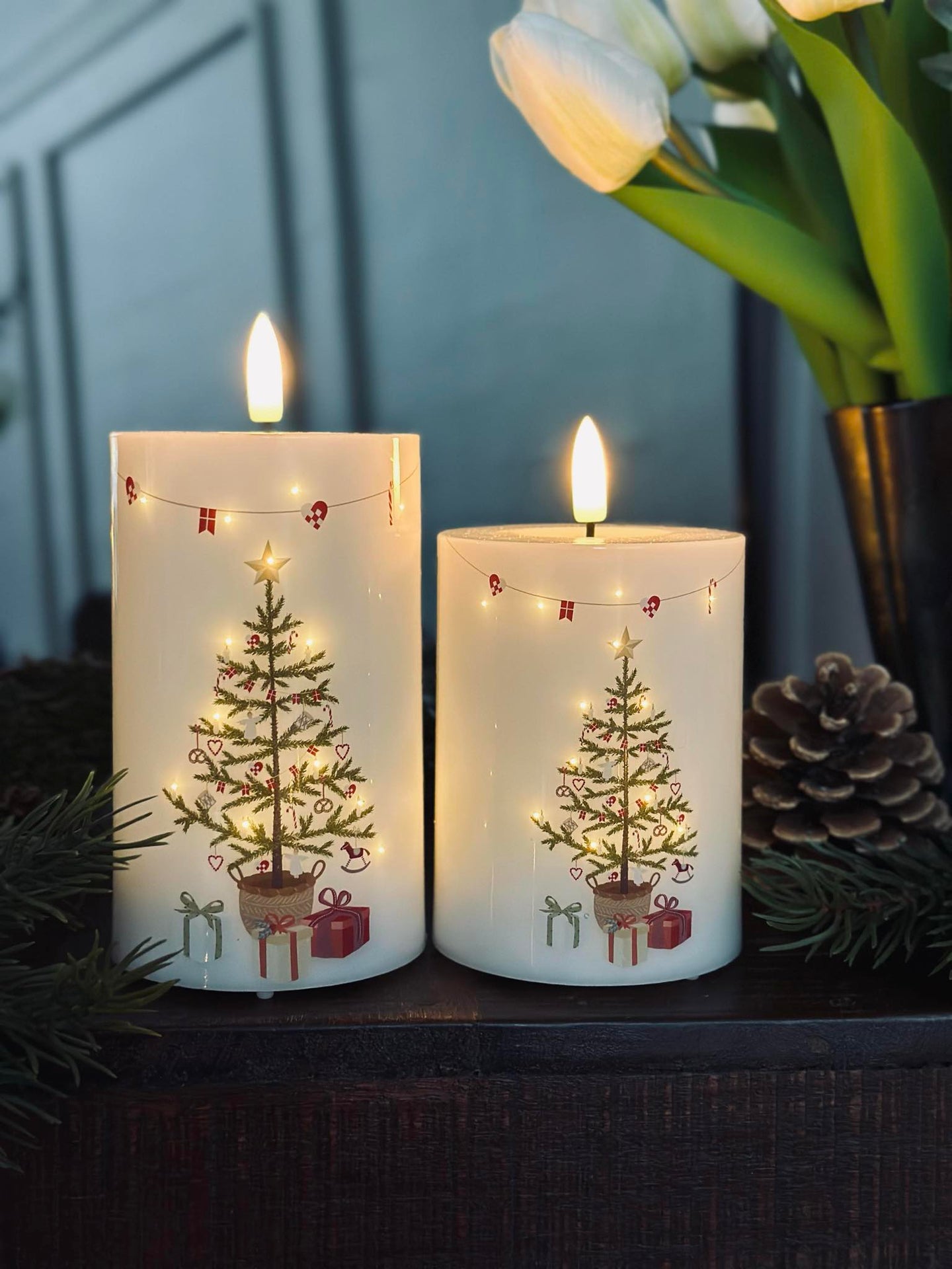 LED Blockkerzen TWINKLE CHRISTMAS - Set mit 2 Stk.