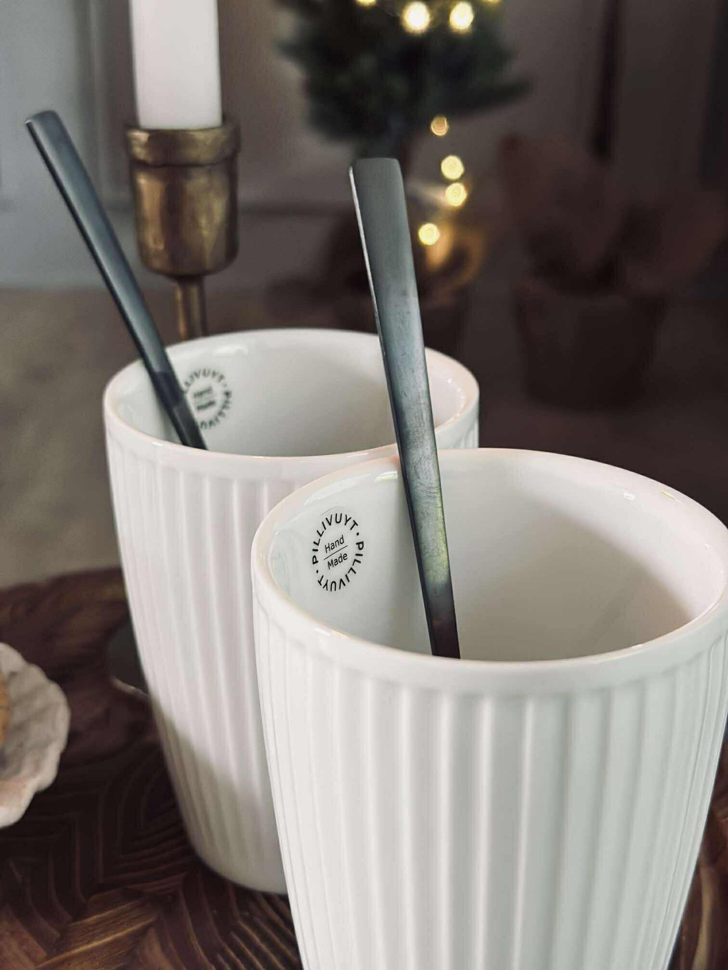 Thermobecher Plissé - Set mit 2 Stück - Weiß