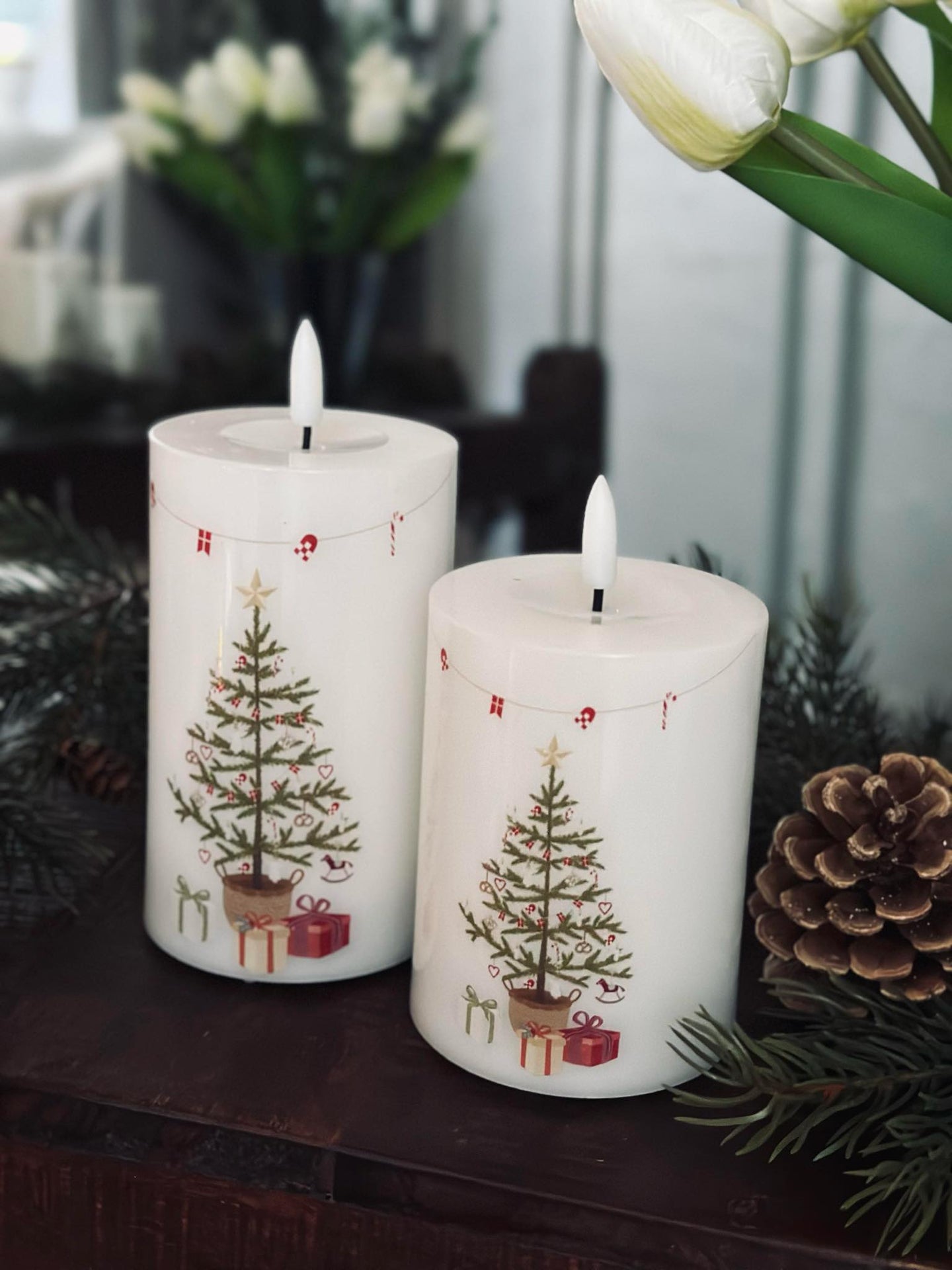 LED Blockkerzen TWINKLE CHRISTMAS - Set mit 2 Stk.