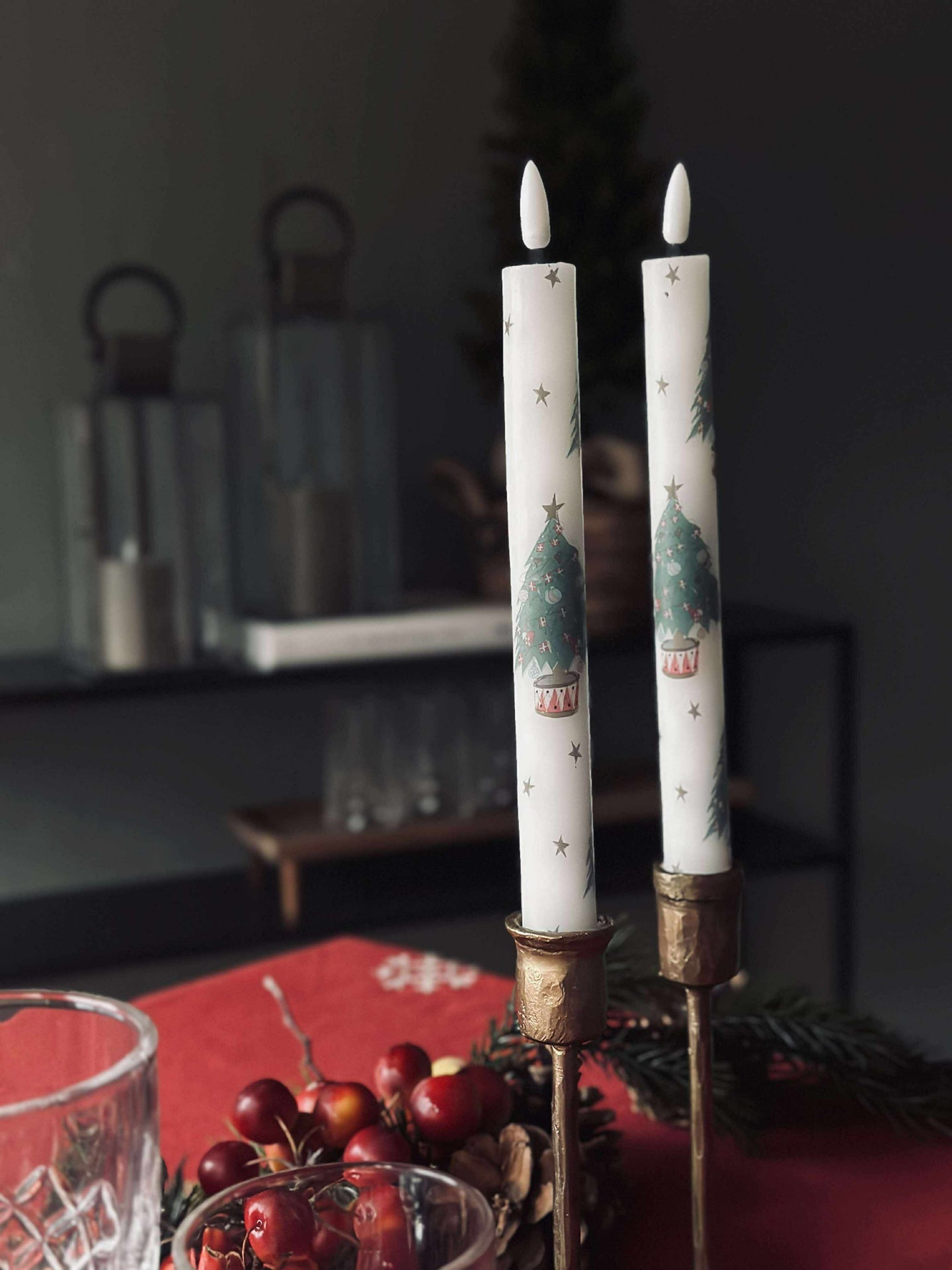 LED Stabkerzen 2 Stk. - Weihnachtsmotiv