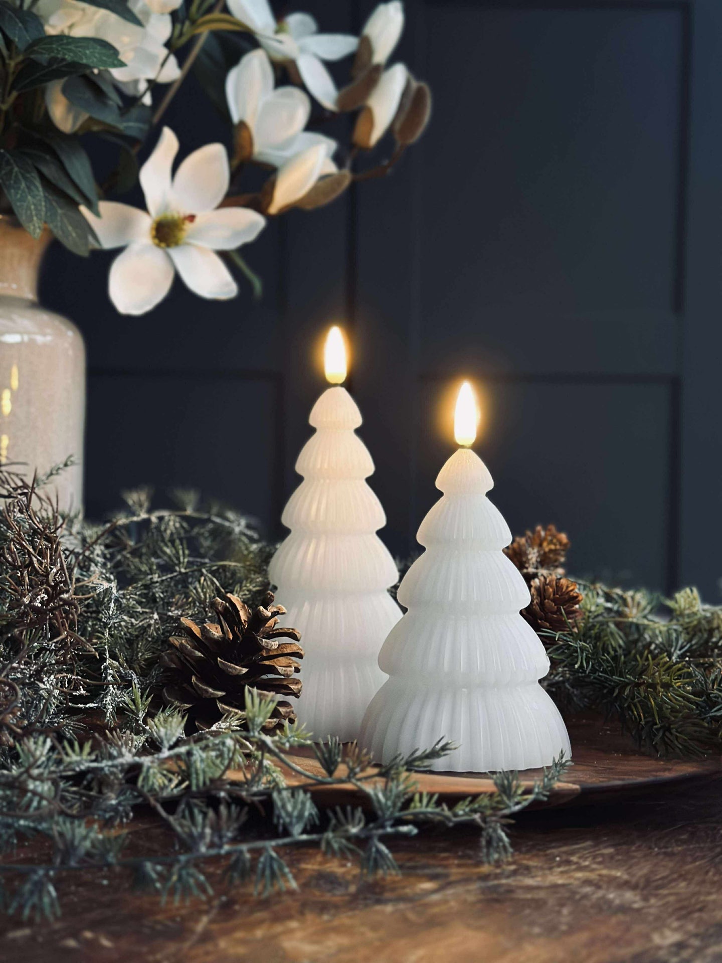 Weihnachtsbaum mit LED-Licht - Set mit 2 Stk. Weiß