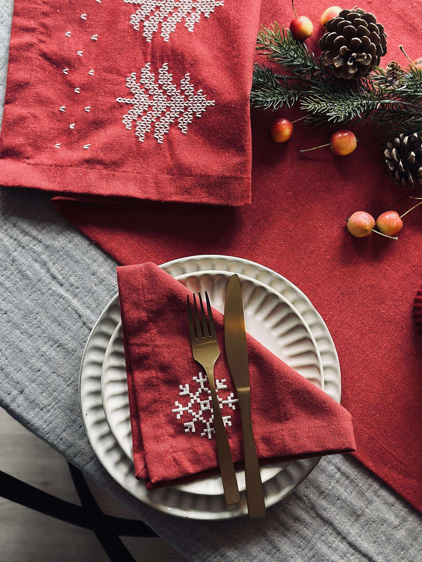 Tischläufer Rot Weihnachten - 40x140