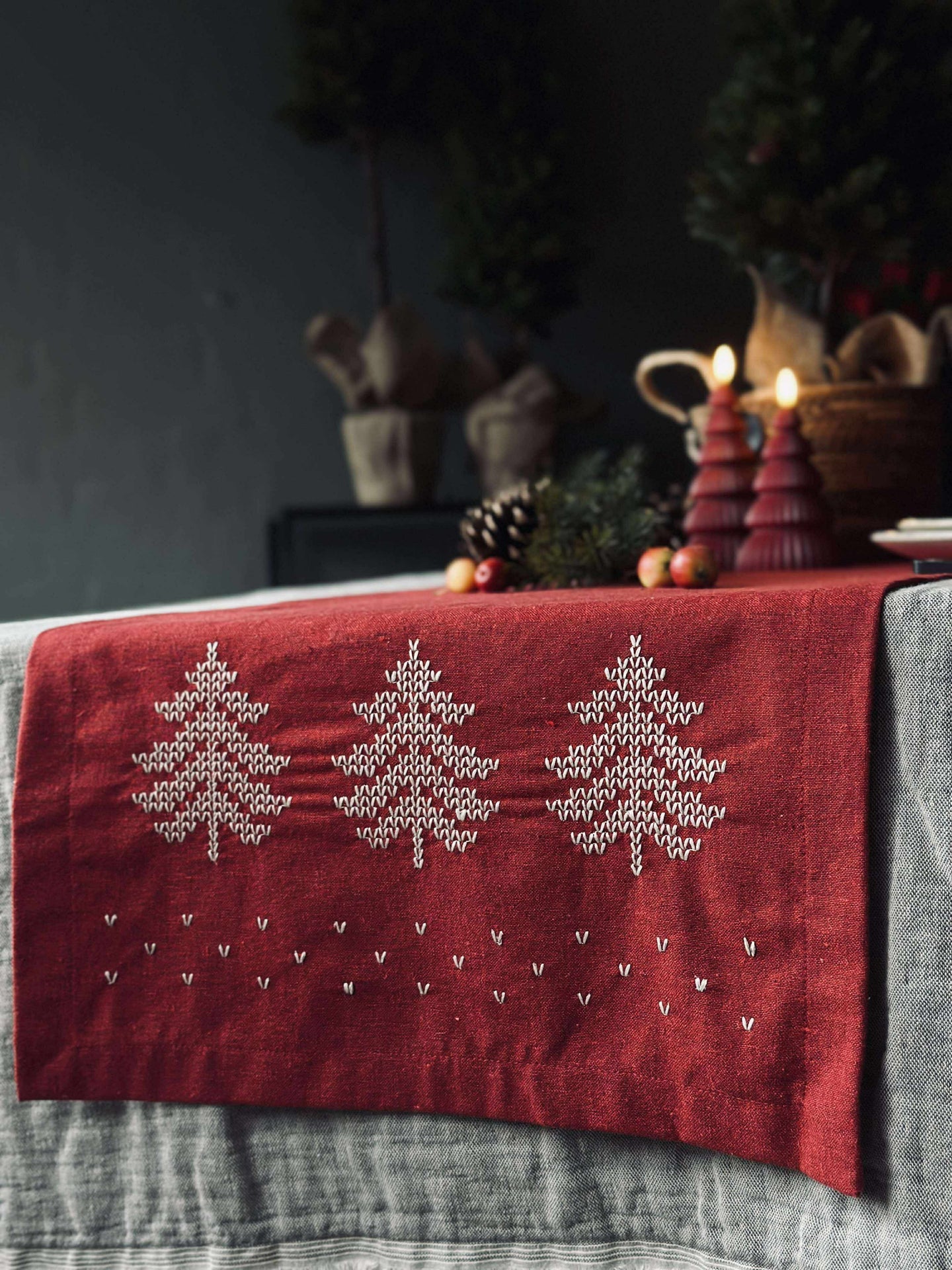 Tischläufer Rot Weihnachten - 40x140