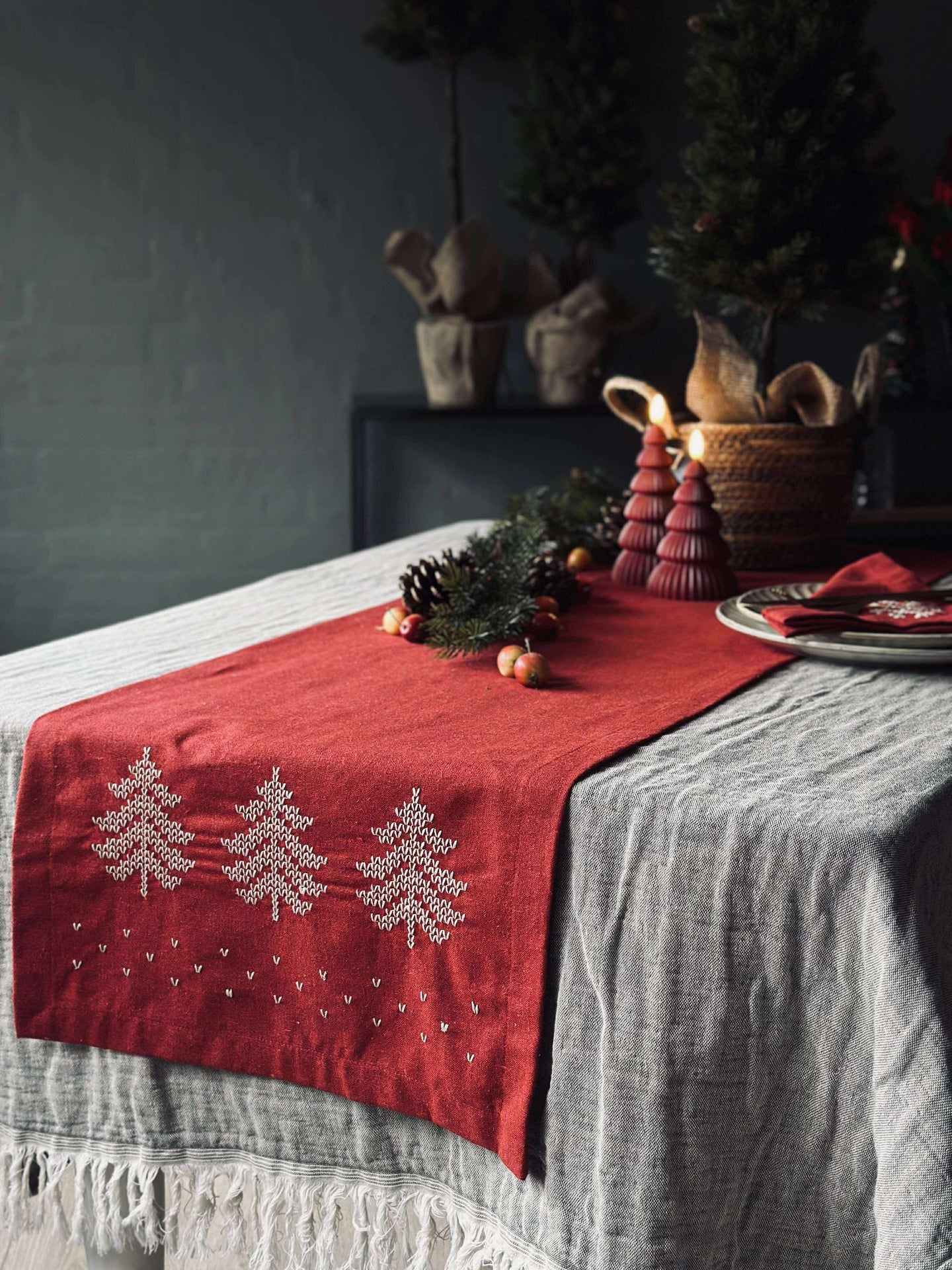 Tischläufer Rot Weihnachten - 40x140