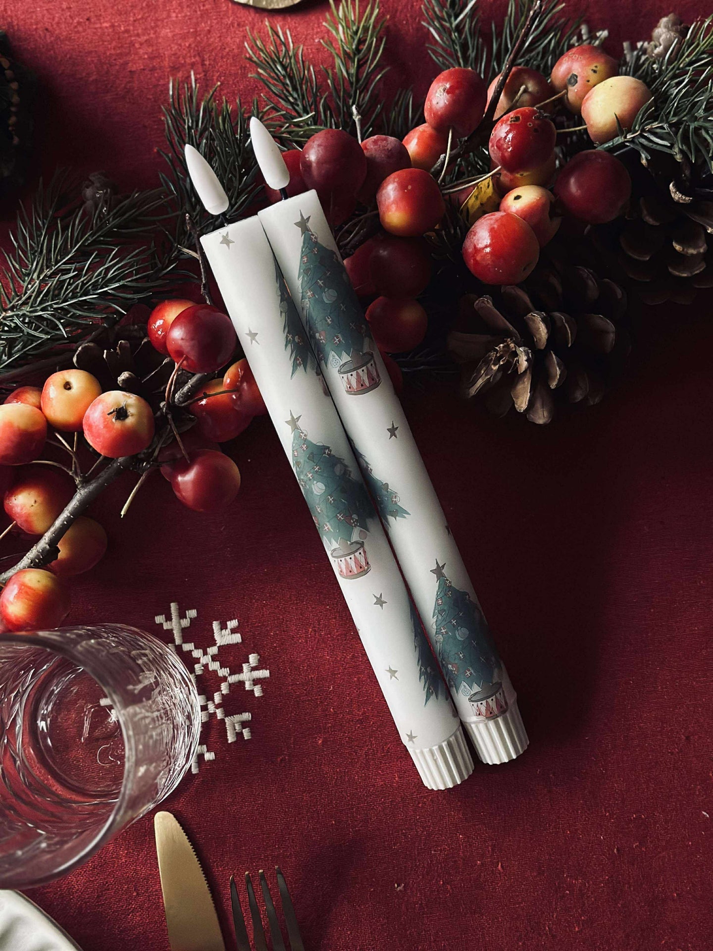 LED Stabkerzen 2 Stk. - Weihnachtsmotiv
