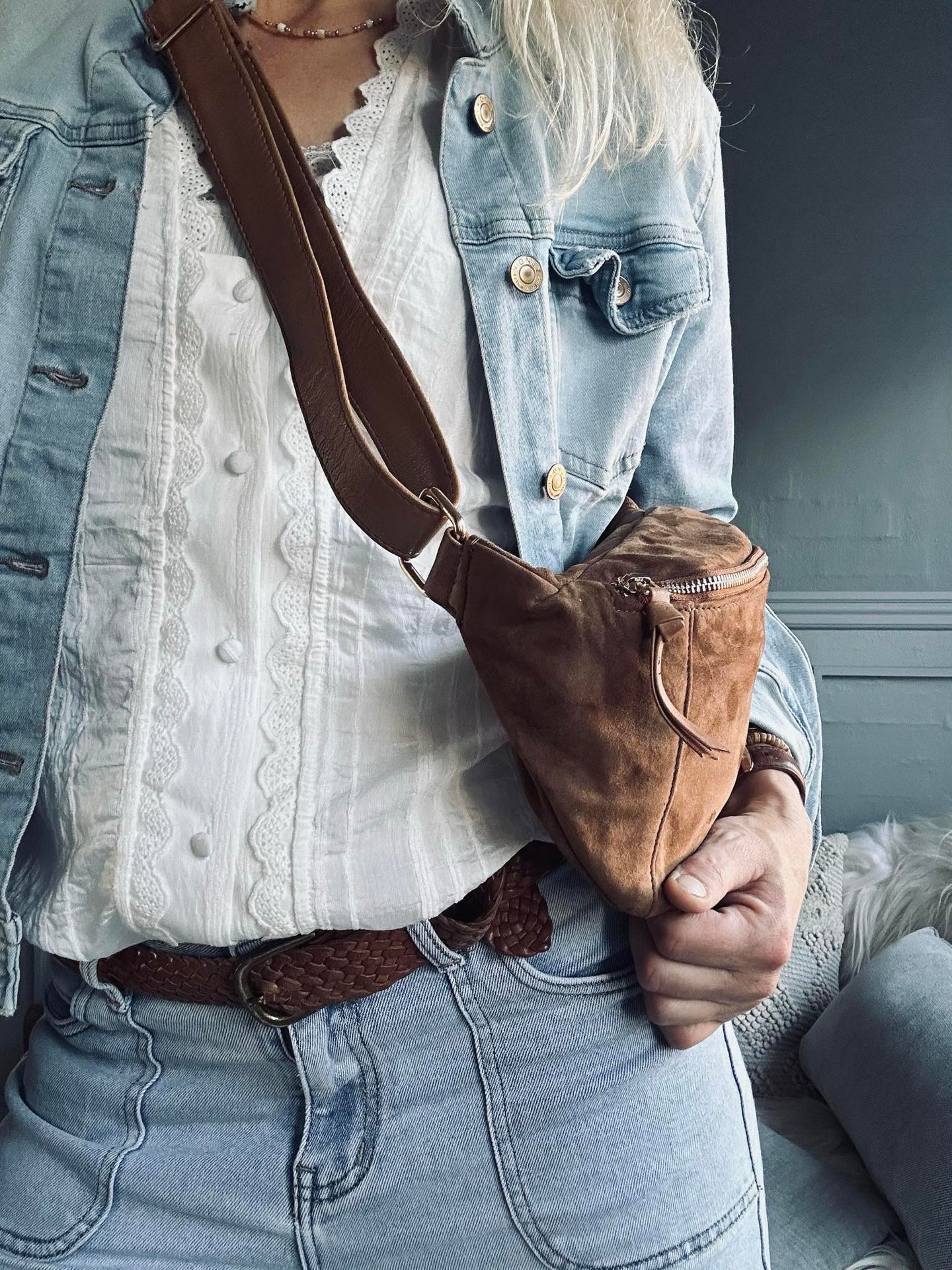 Bauchtasche JUNE Wildleder - Caramel