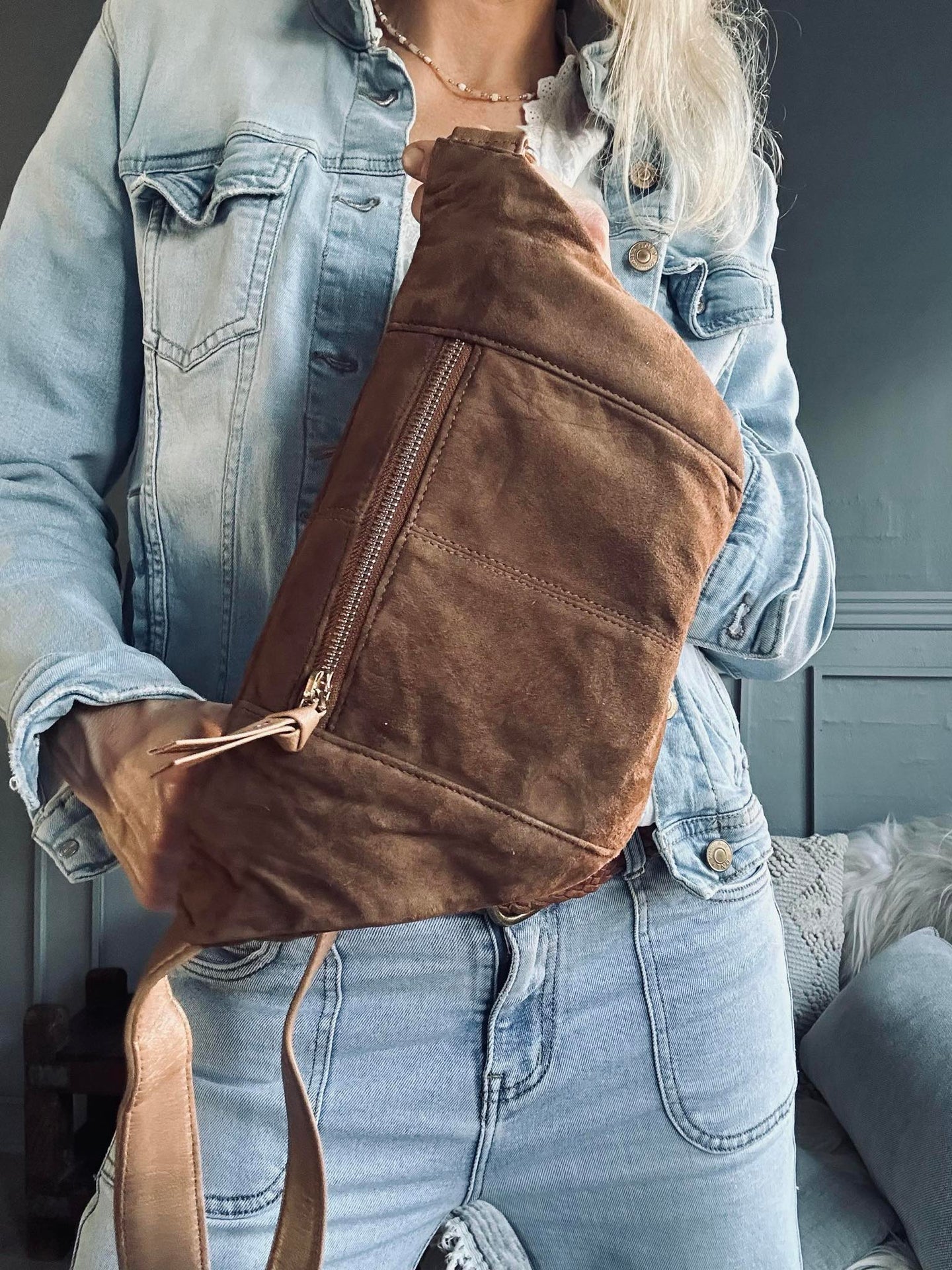 Bauchtasche JUNE Wildleder - Caramel