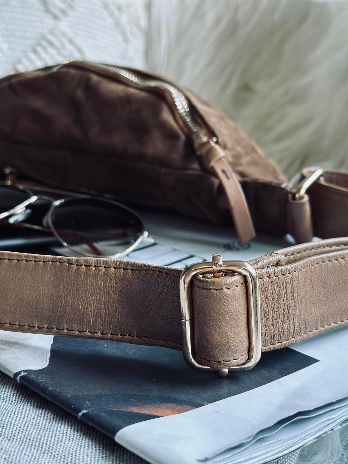 Bauchtasche JUNE Wildleder - Caramel