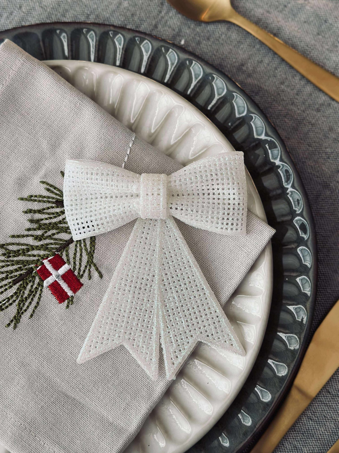 Schleife Glitter - White