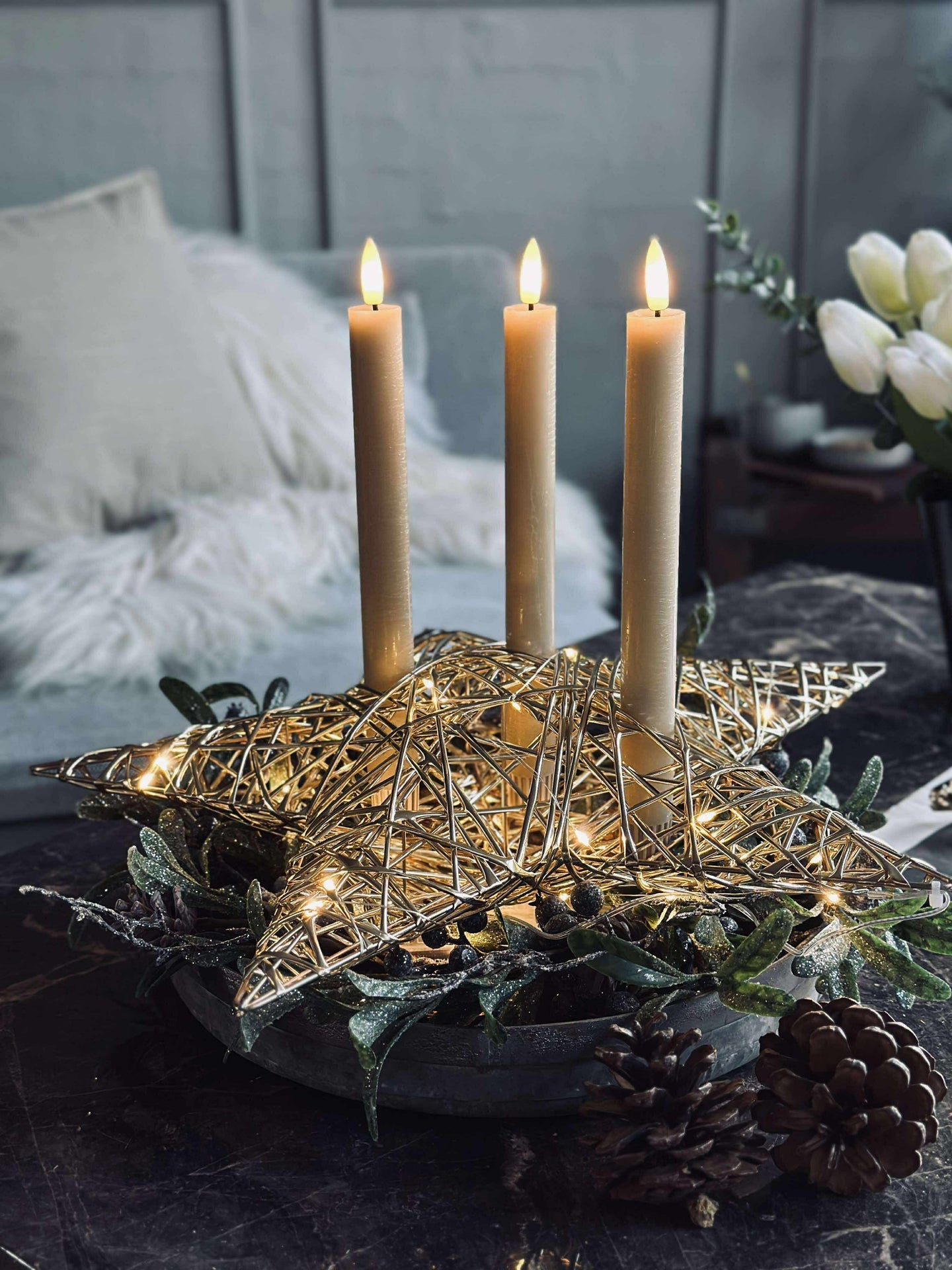 Stern mit LED-Licht - Gold