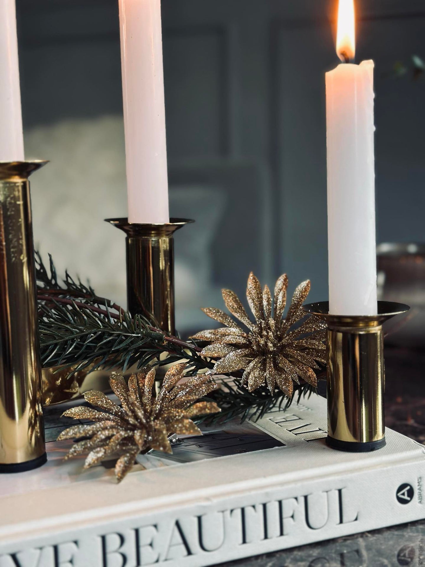 Deco-Blumen mit Glitzer - 4 Stk