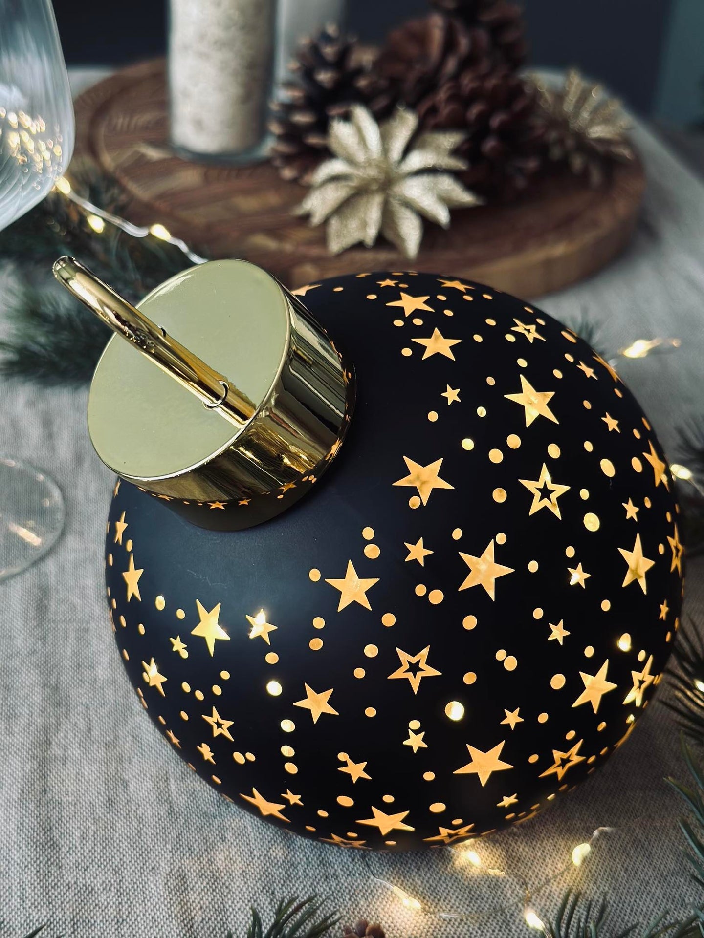 Weihnachtskugel mit LED-Licht - Black