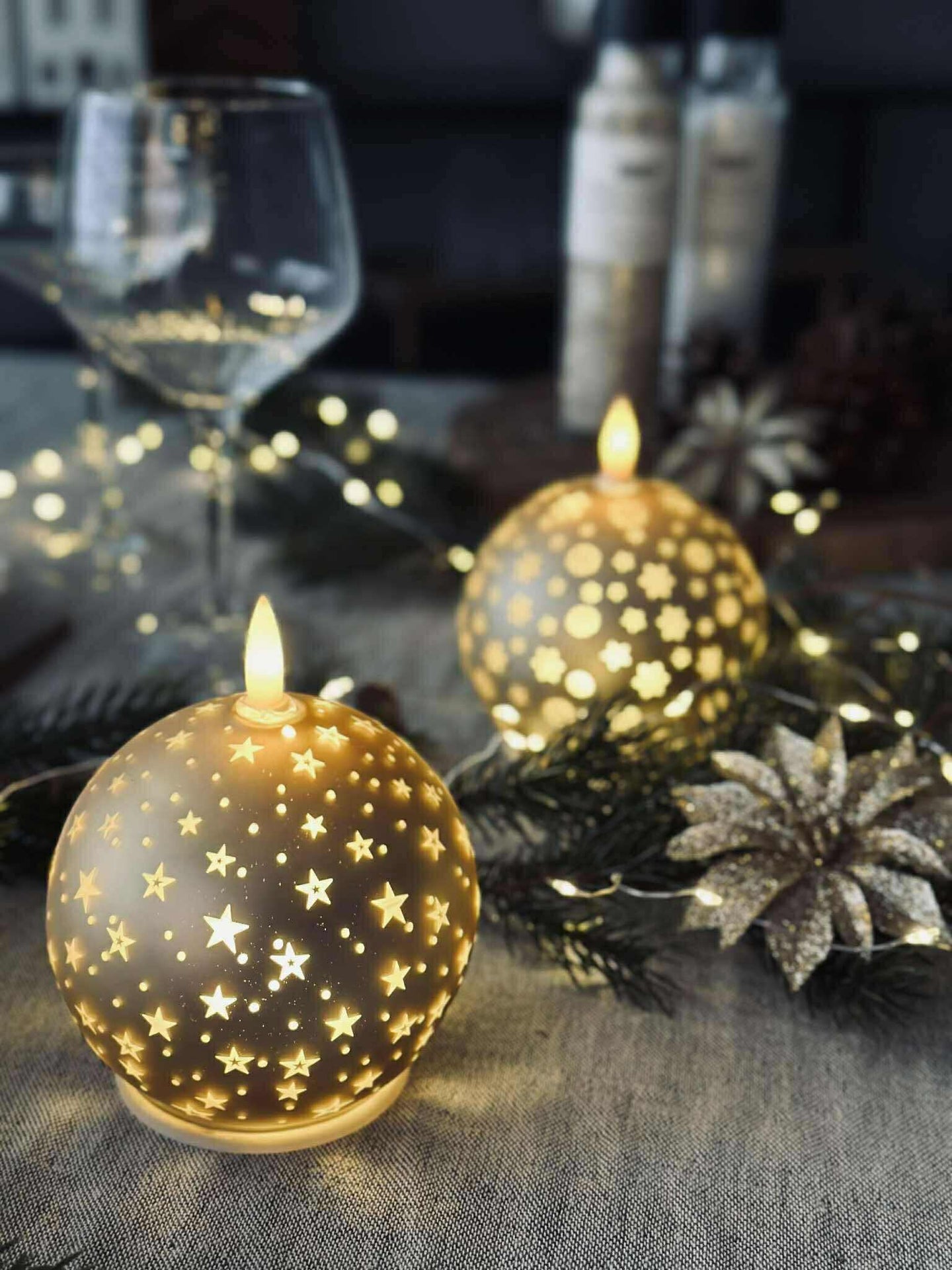 Weihnachtslicht Gold XMAS 10 cm.