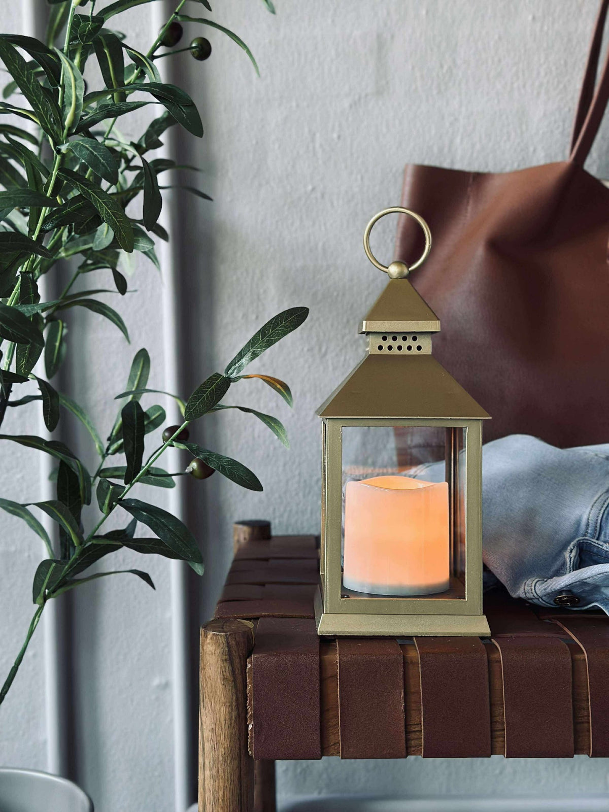 Laterne mit Timer - Gold