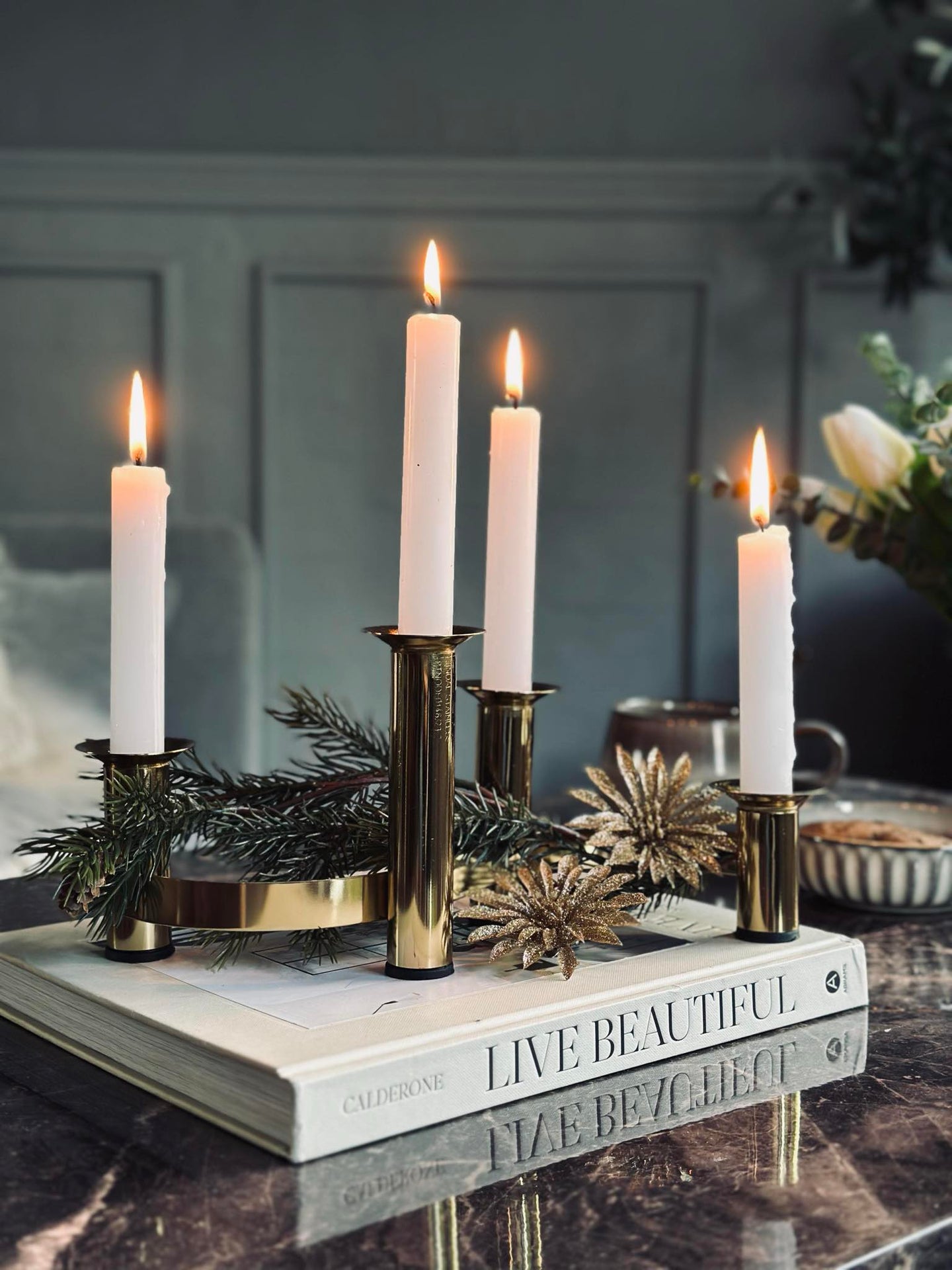 Deco-Blumen mit Glitzer - 4 Stk
