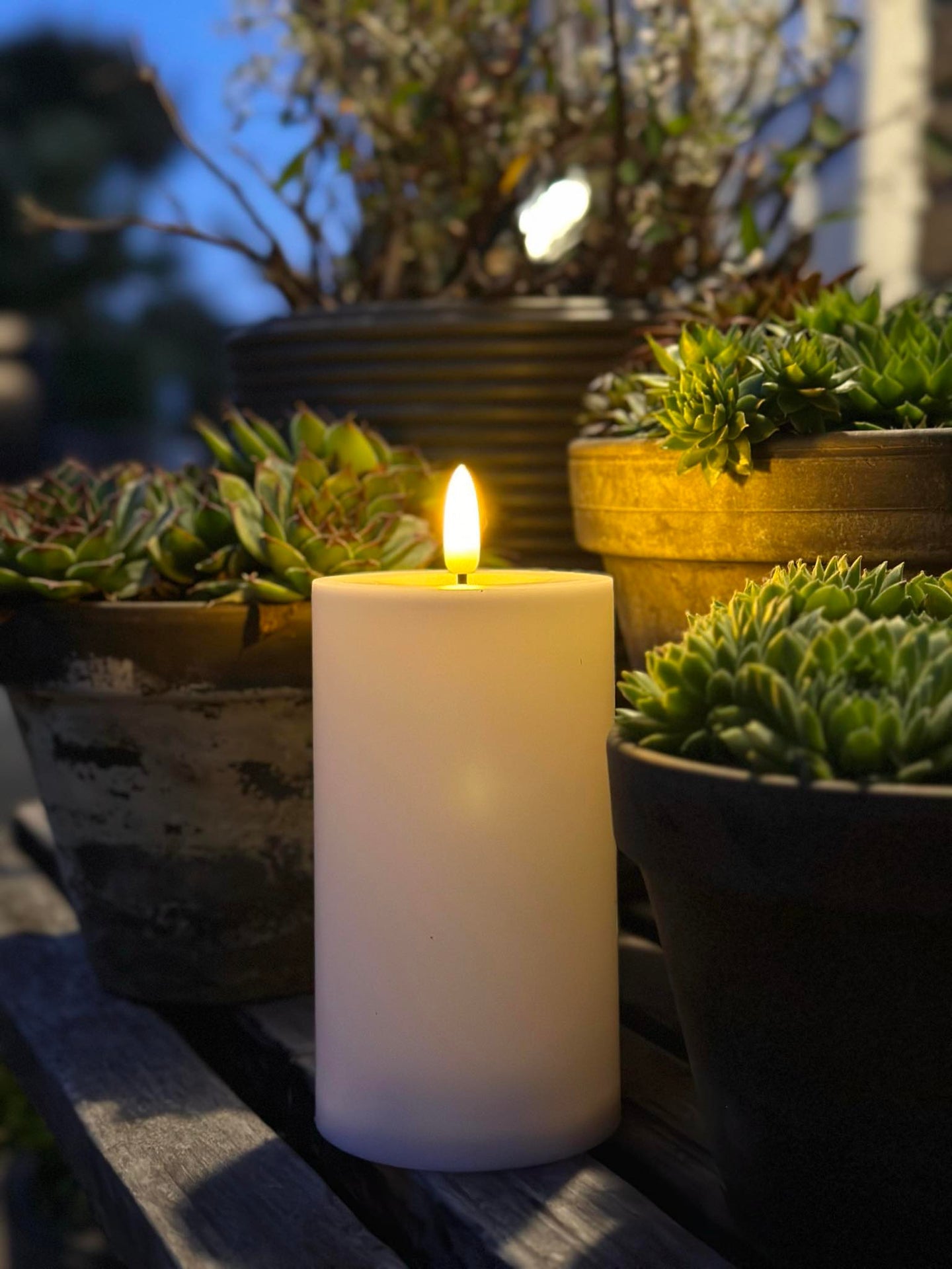 LED Außen-Blockkerze - 12,5 cm