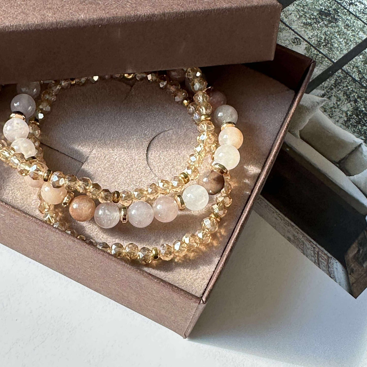 Armbänder Luna Blush Mix / Natur – Set mit 3 Stk.