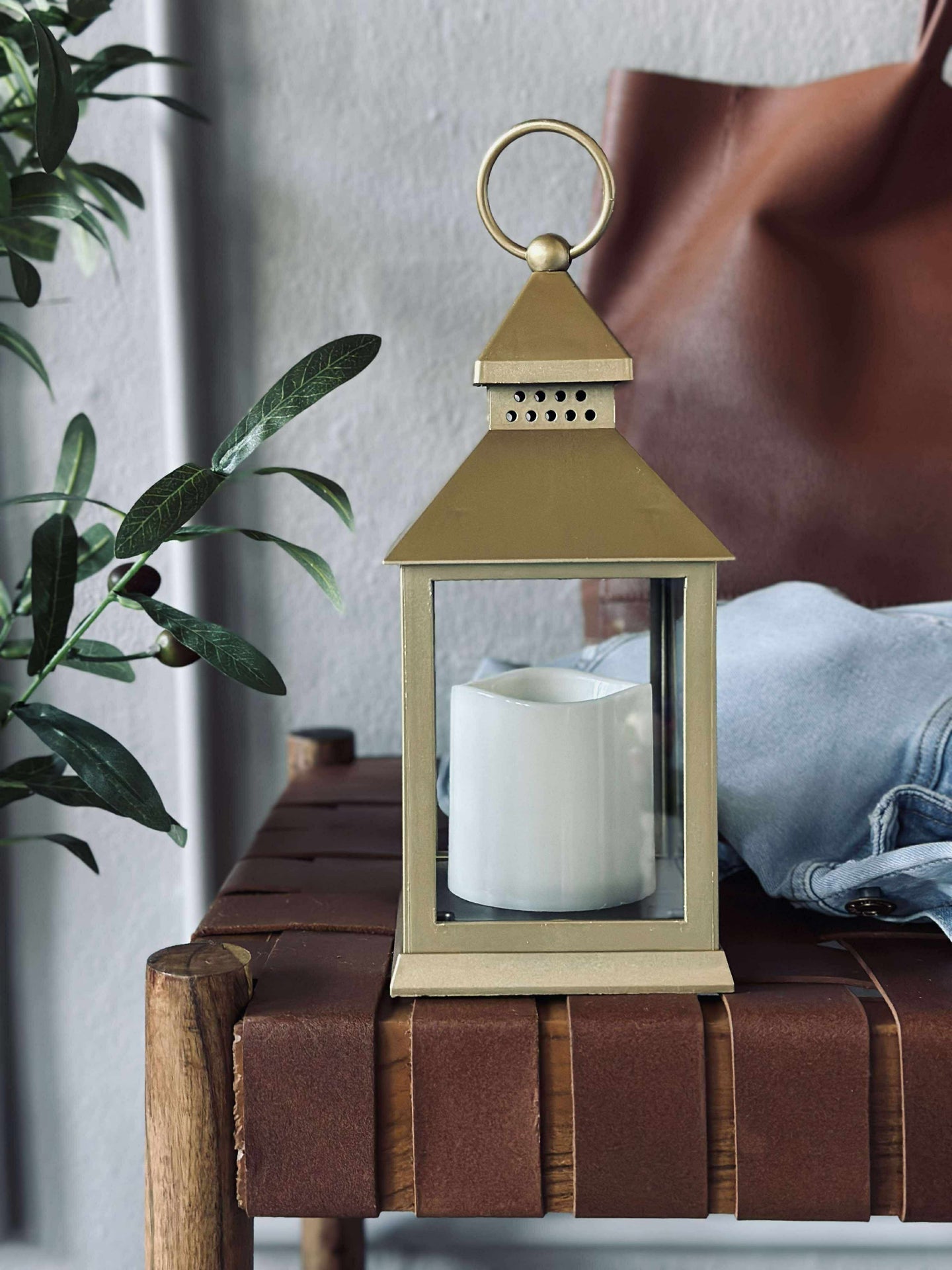 Laterne mit Timer - Gold