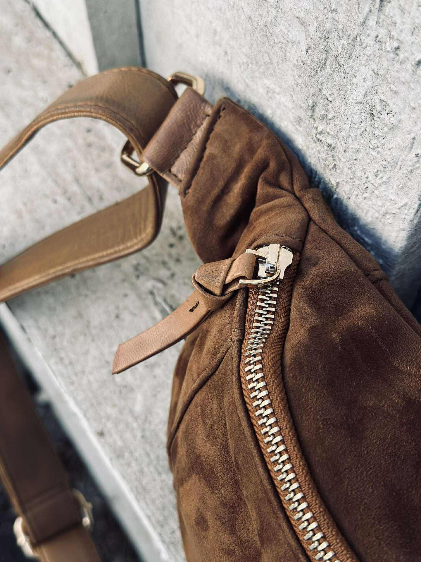 Bauchtasche JUNE Wildleder - Caramel