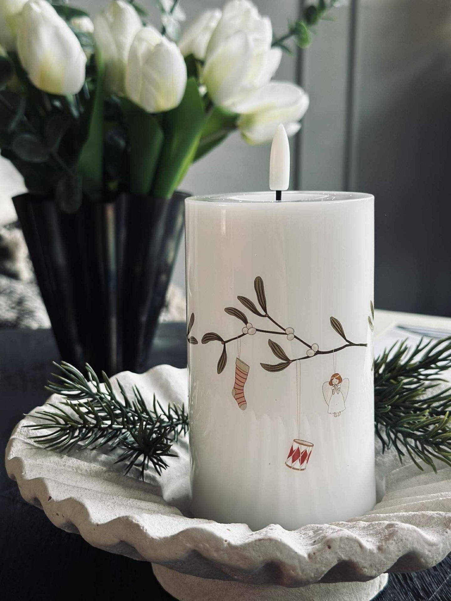 LED-Blockkerze TWINKLE - Mistel
