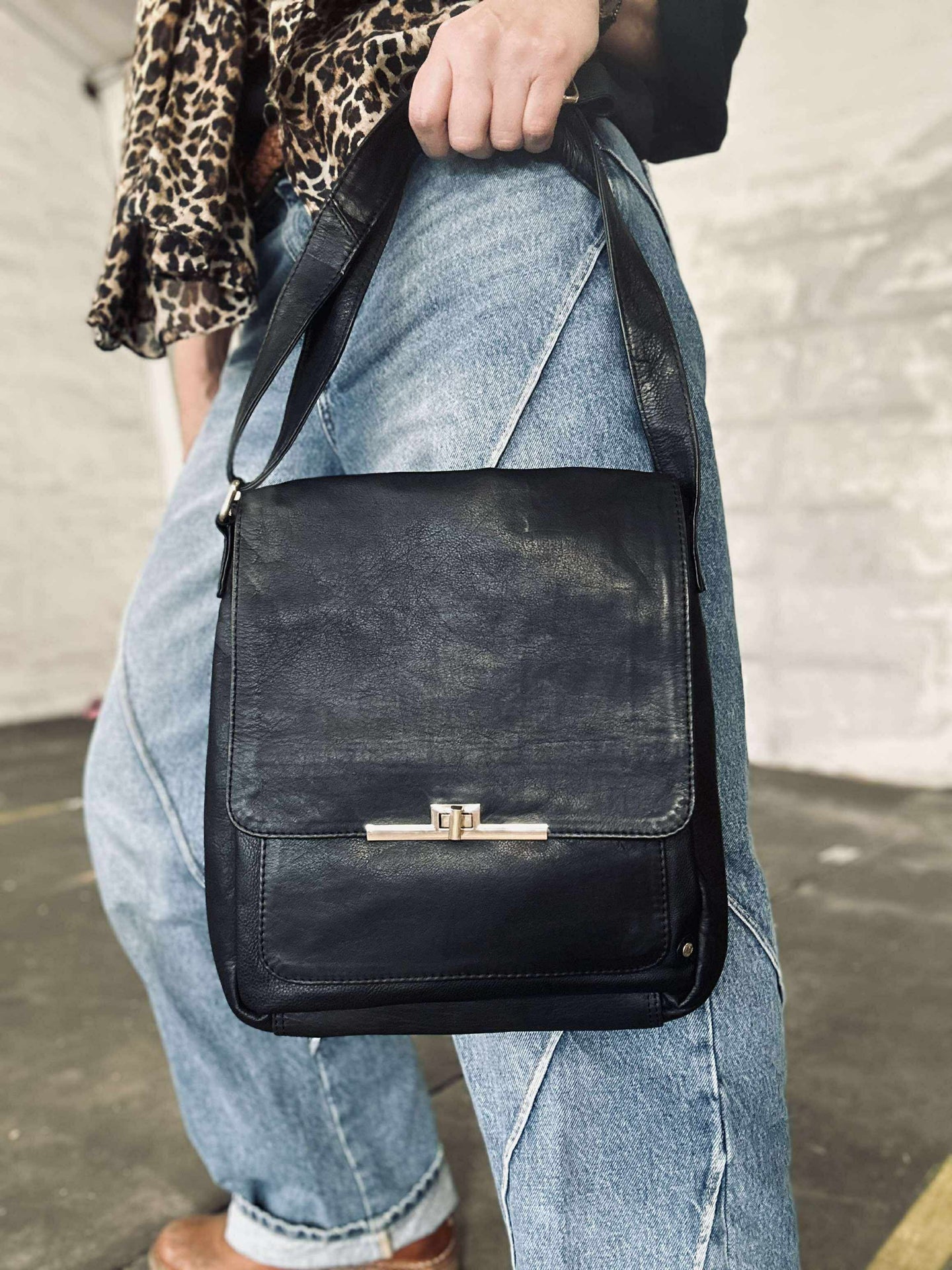Elegante Schultertasche - Kalbsleder