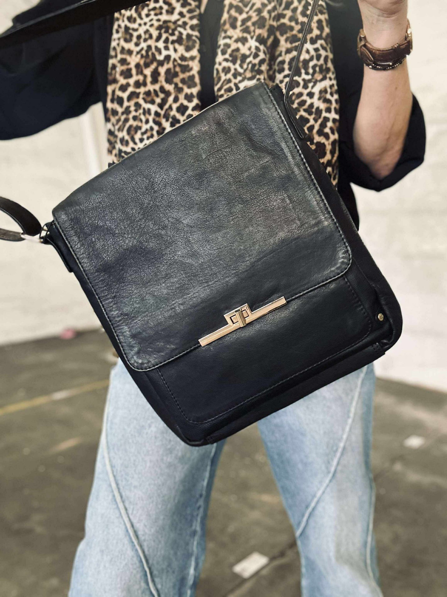 Elegante Schultertasche - Kalbsleder