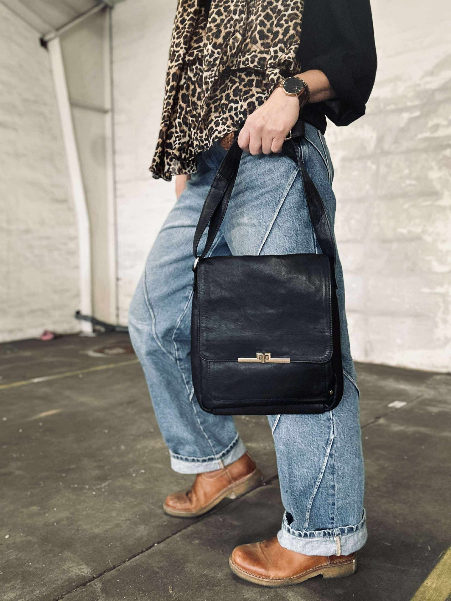 Elegante Schultertasche - Kalbsleder