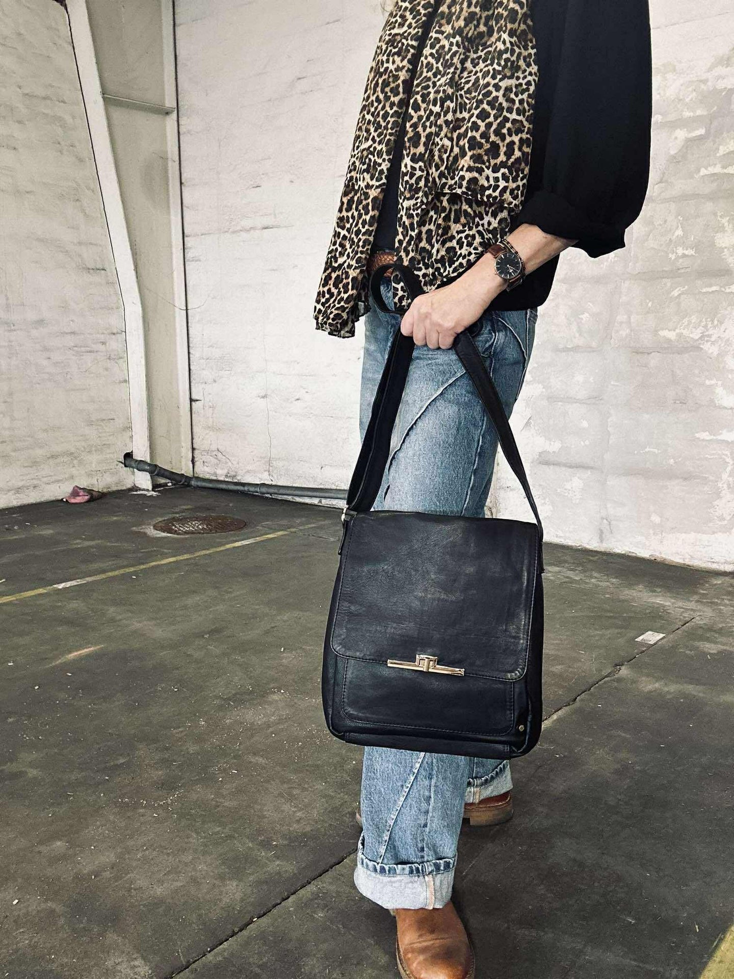 Elegante Schultertasche - Kalbsleder