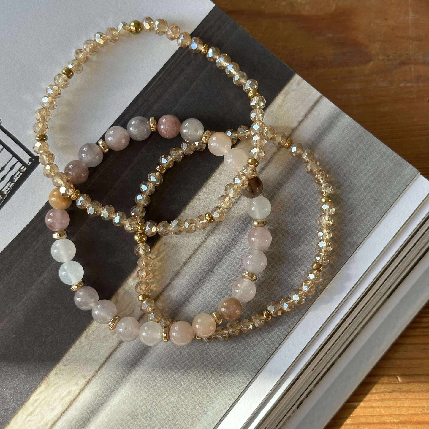 Armbänder Luna Blush Mix / Natur – Set mit 3 Stk.