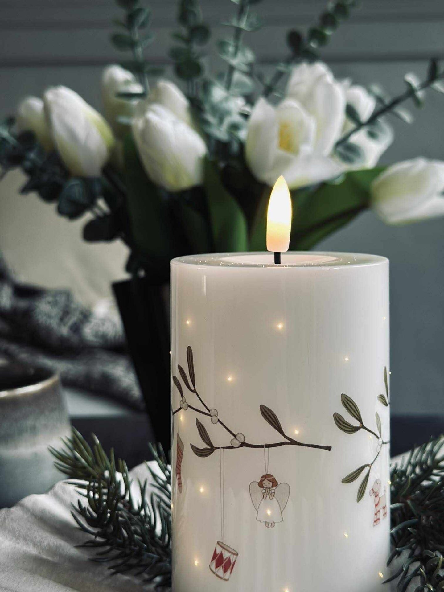 LED-Blockkerze TWINKLE - Mistel