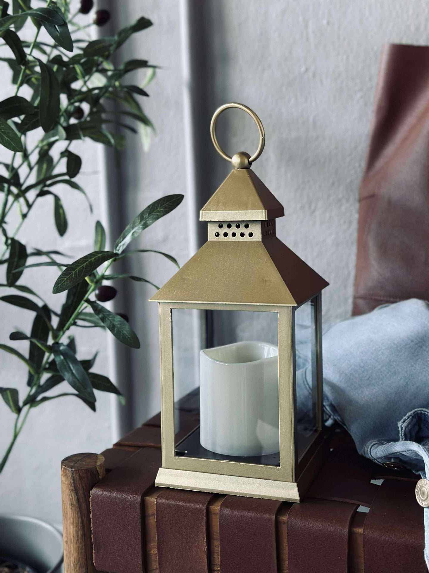 Laterne mit Timer - Gold