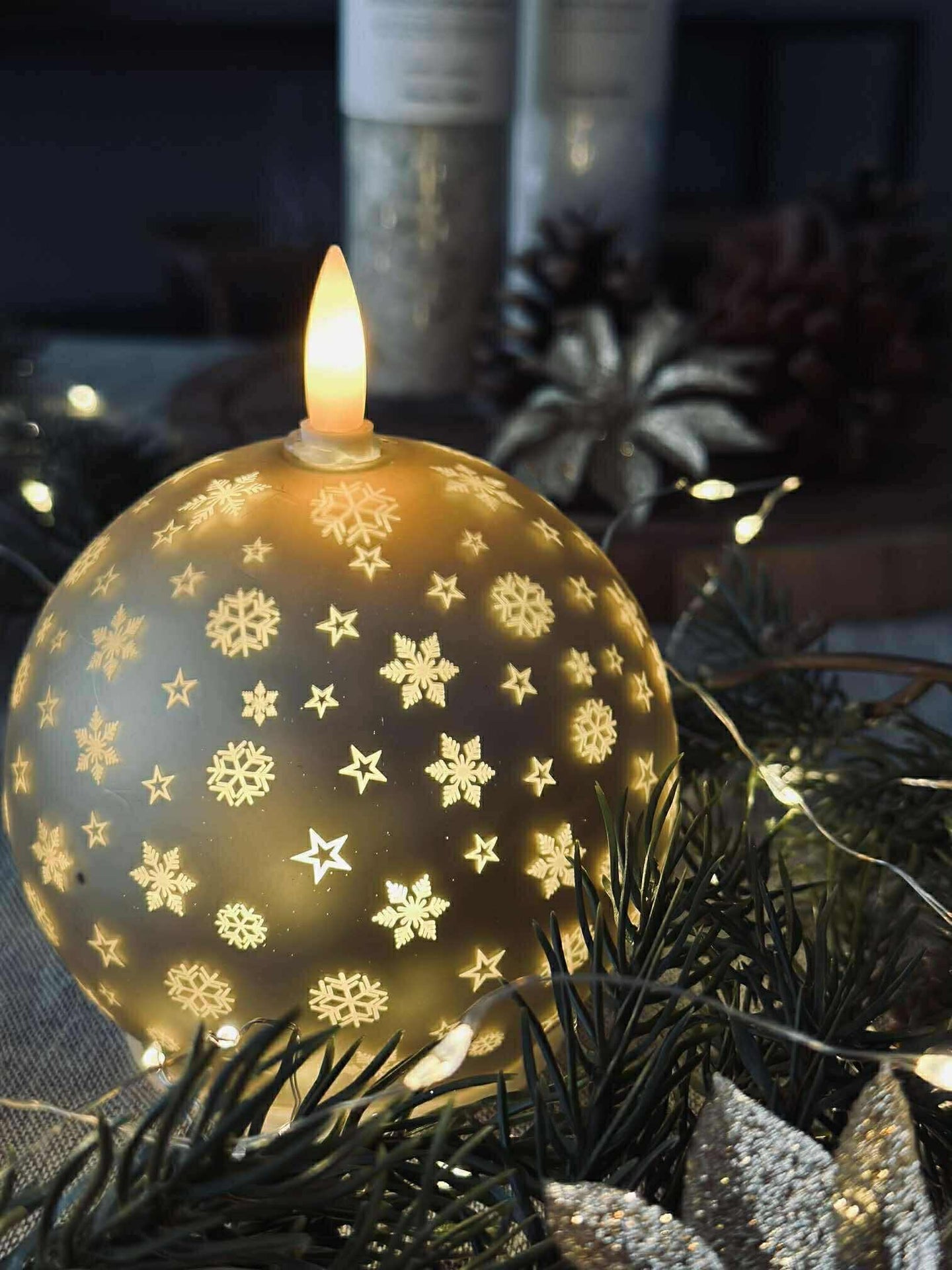 Weihnachtslicht Gold XMAS 10 cm.