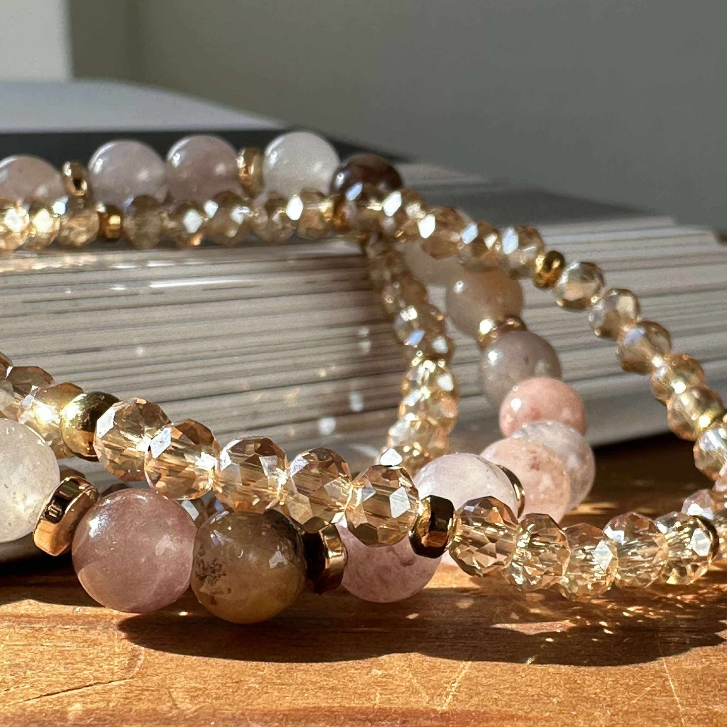Armbänder Luna Blush Mix / Natur – Set mit 3 Stk.
