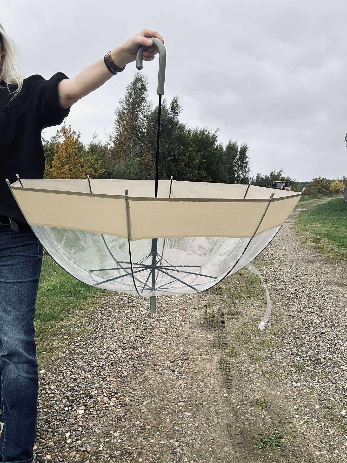 Transparenter Regenschirm - Beige