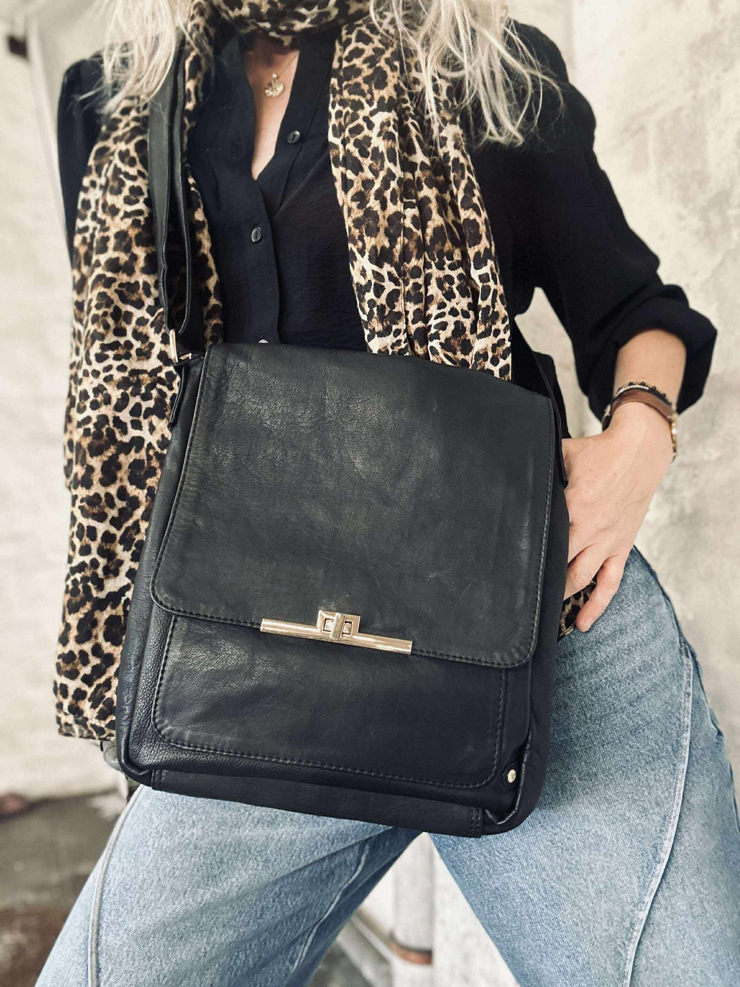 Elegante Schultertasche - Kalbsleder