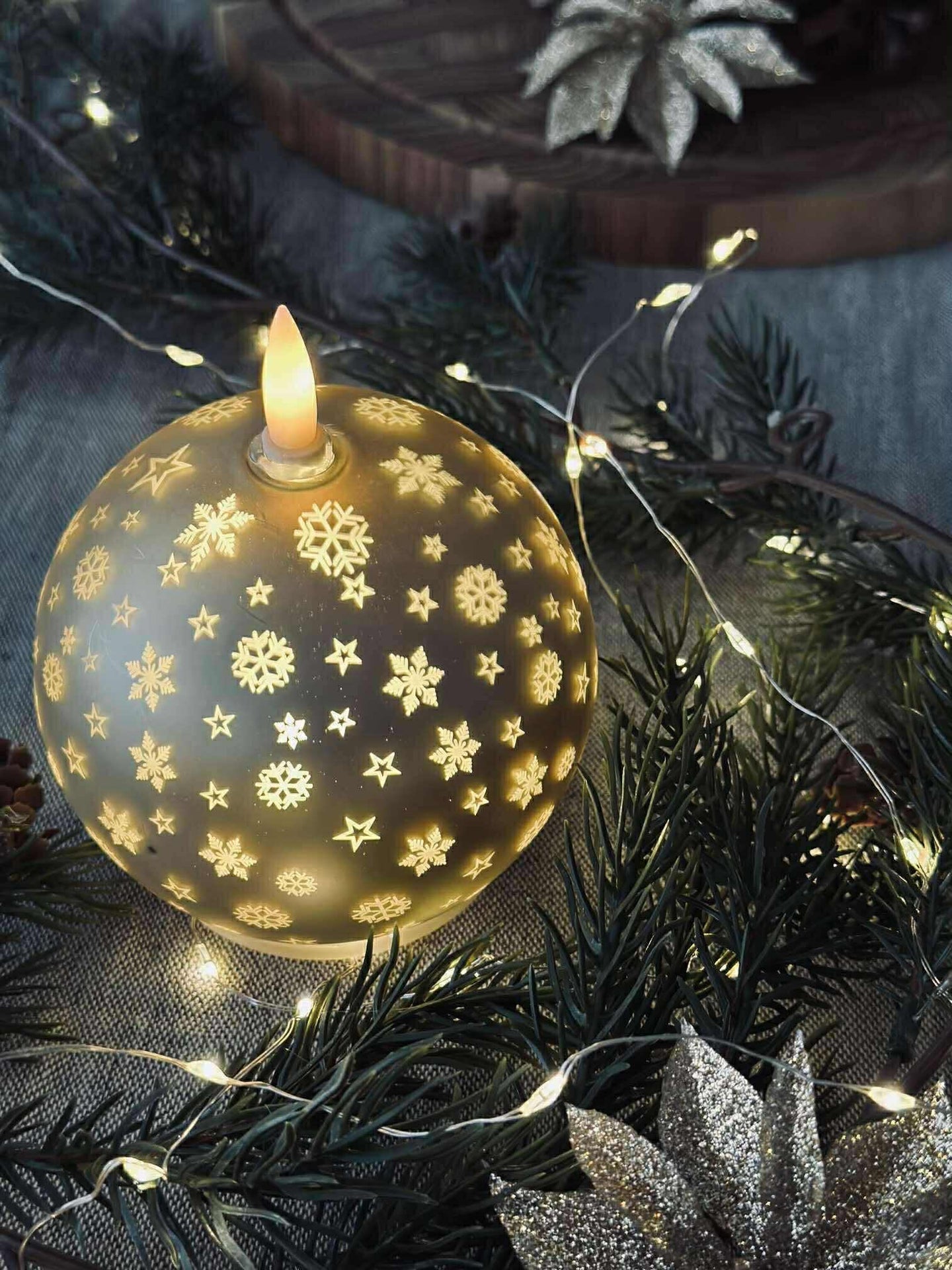 Weihnachtslicht Gold XMAS 10 cm.