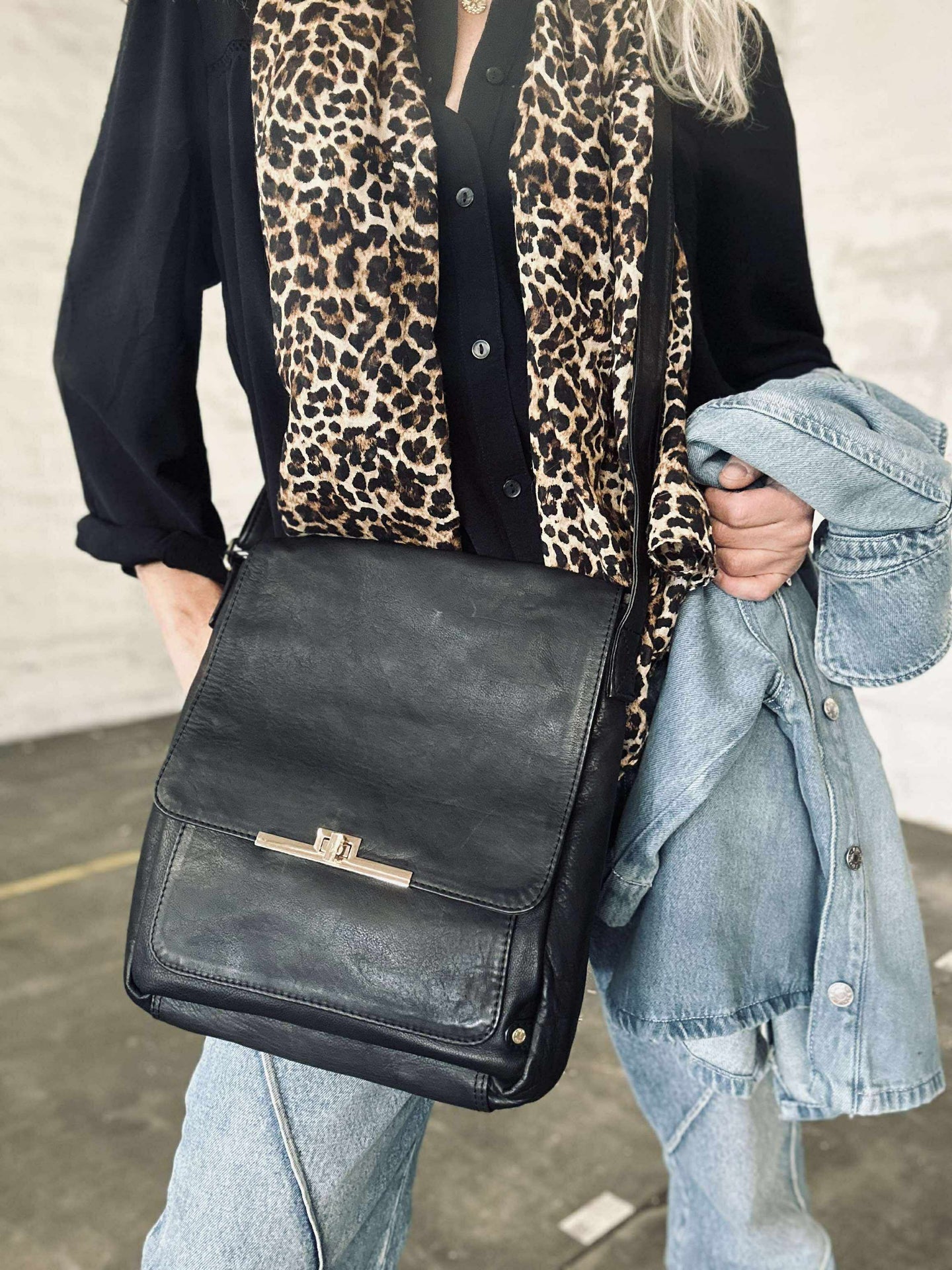 Elegante Schultertasche - Kalbsleder