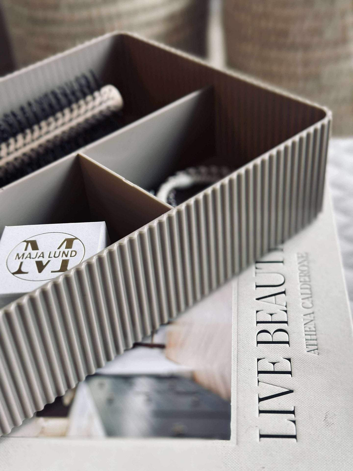 Make-up-Organizer mit Facheinteilung - Taupe