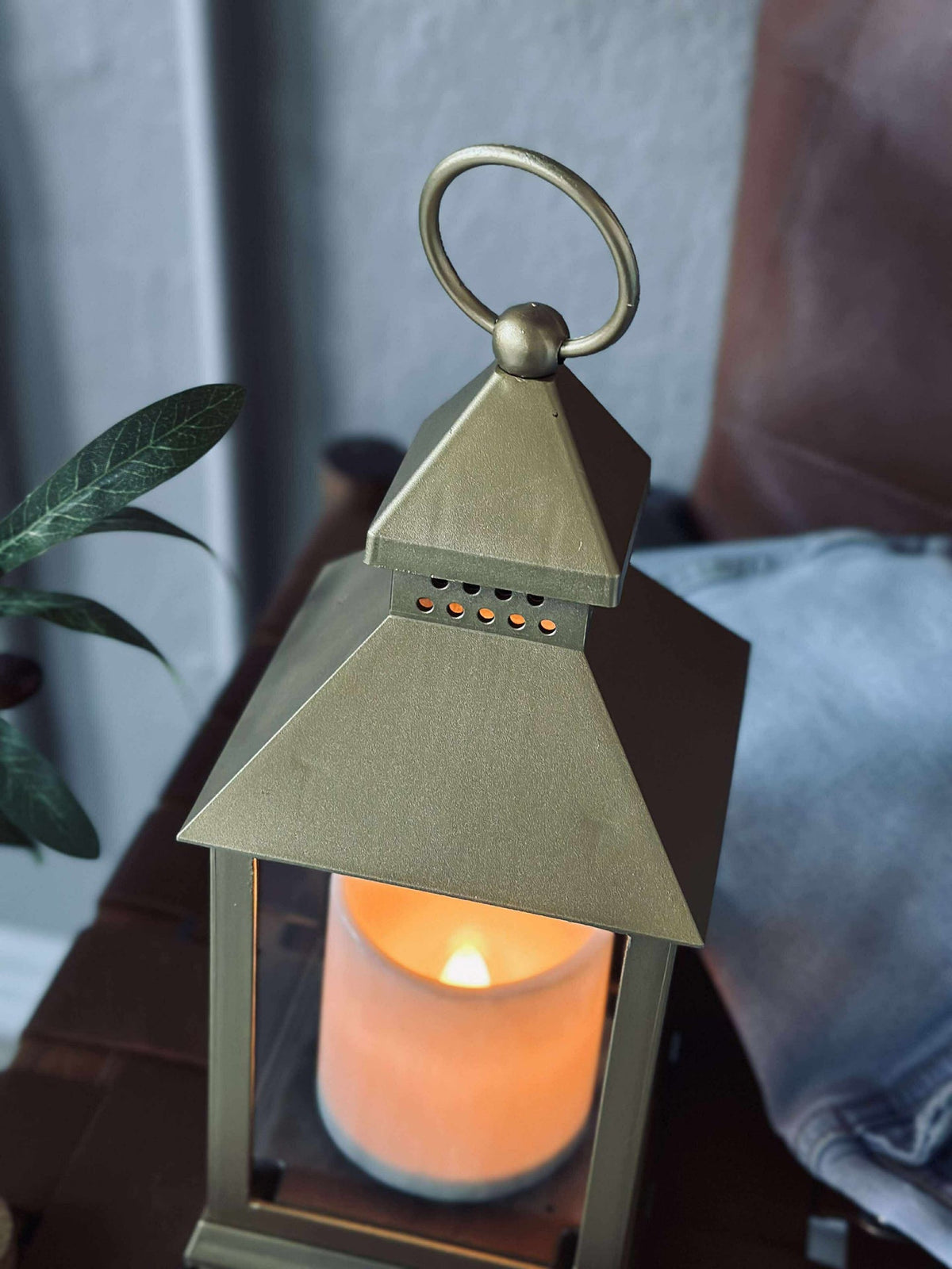 Laterne mit Timer - Gold