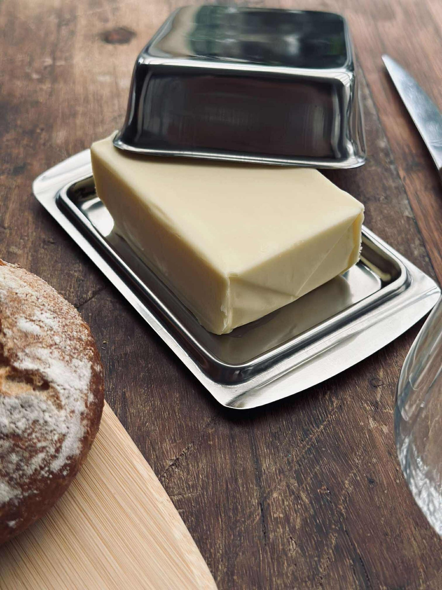 Butterdose mit Deckel - Edelstahl