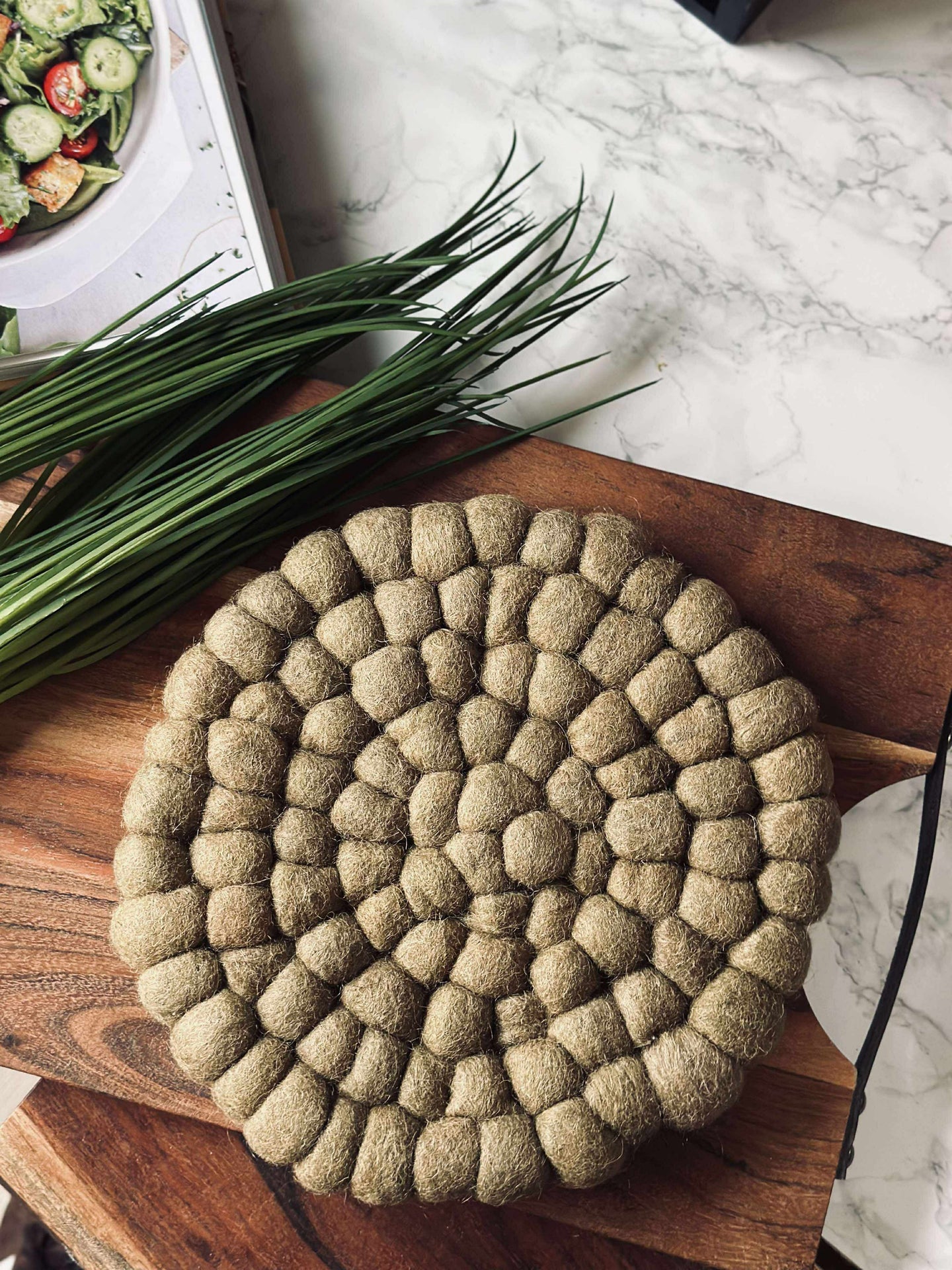 Untersetzer DOTS - Taupe Wolle