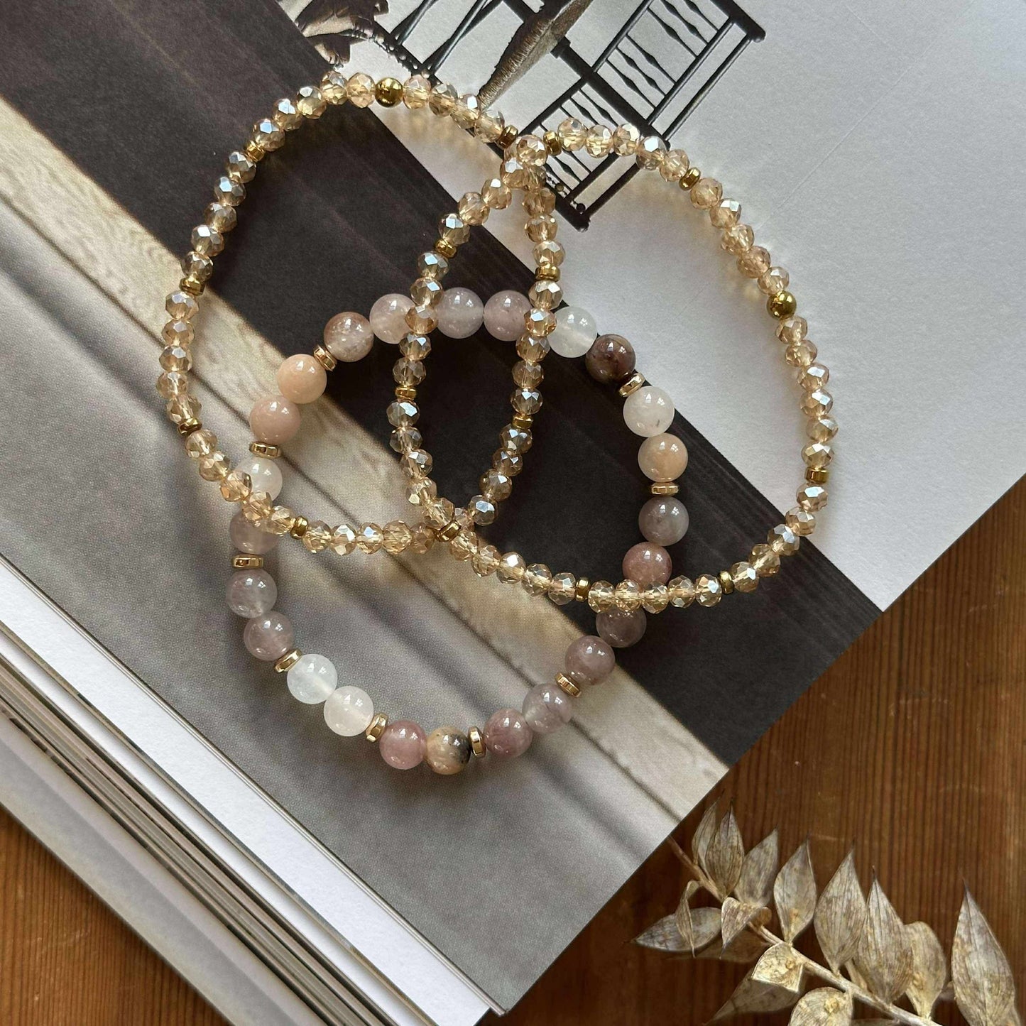 Armbänder Luna Blush Mix / Natur – Set mit 3 Stk.