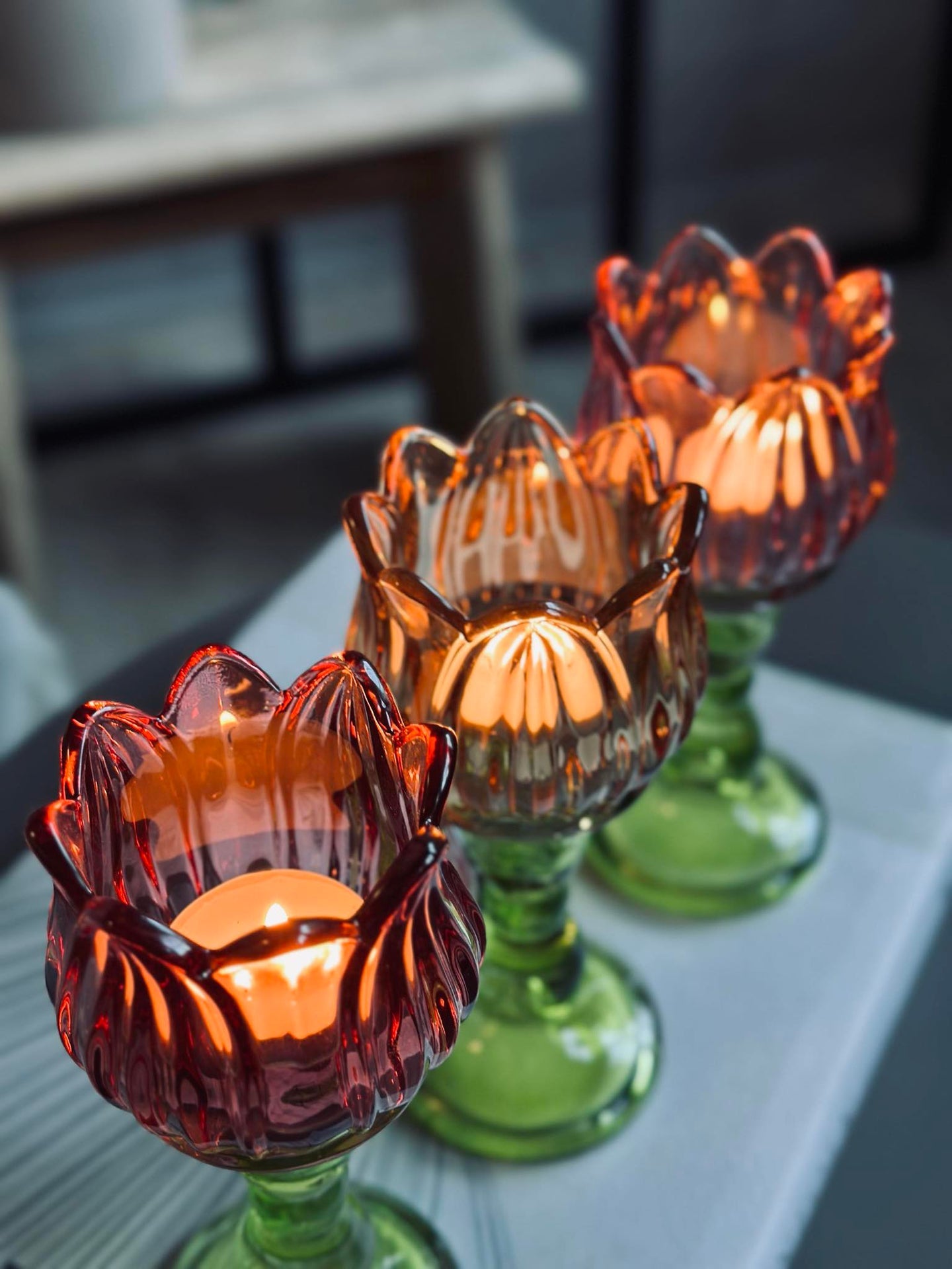 Teelichthalter Flower Brown