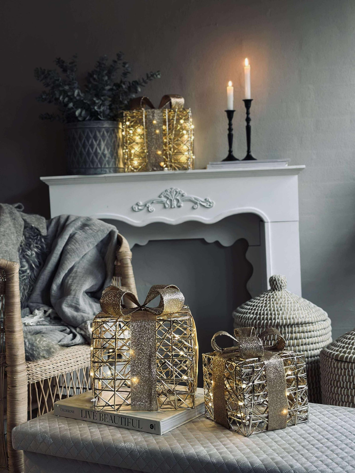 Weihnachtsgeschenke mit LED-Licht - 3 Stk.