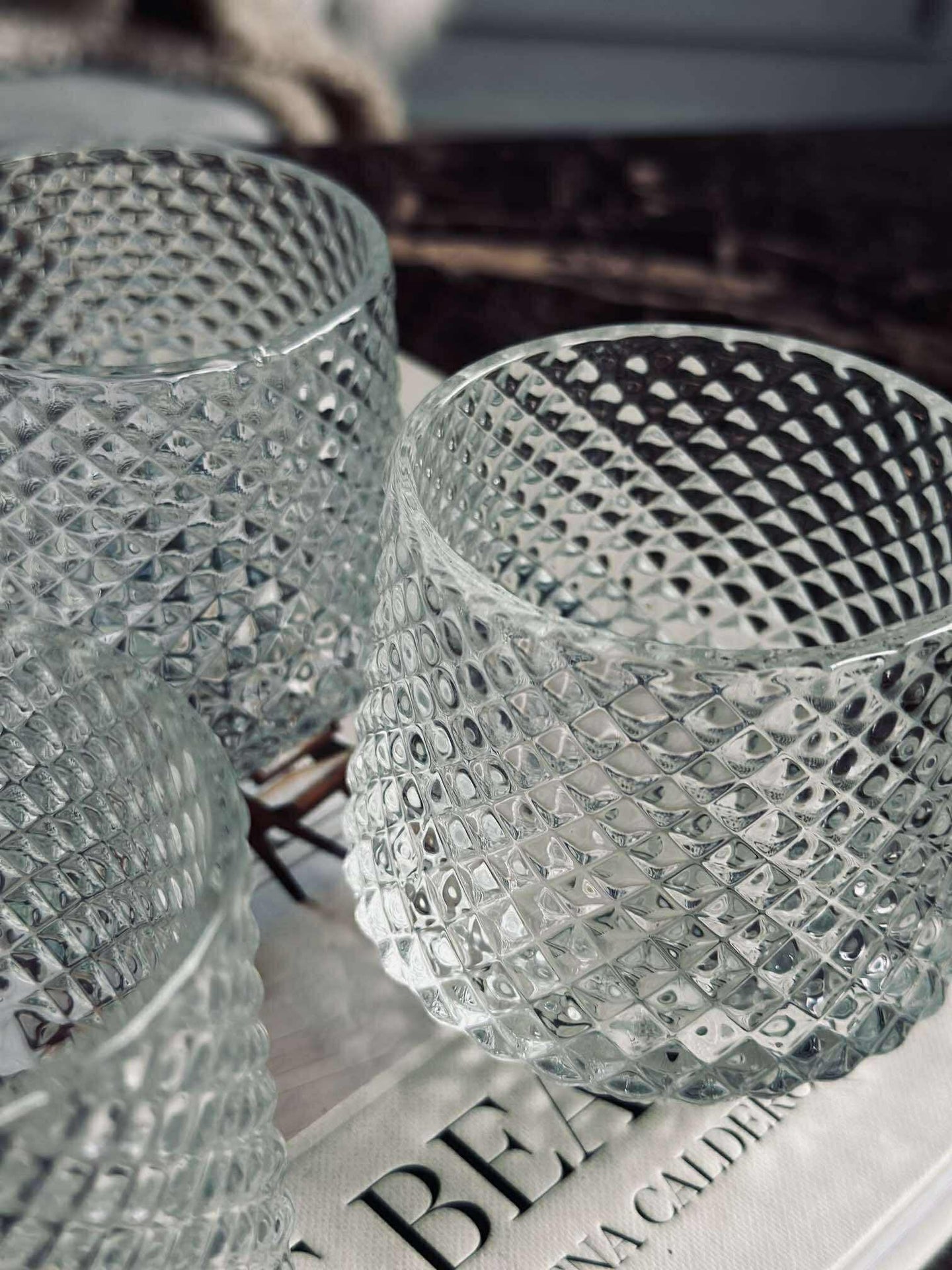 Kerzenhalter aus klarem Glas - Set mit 3 Stück