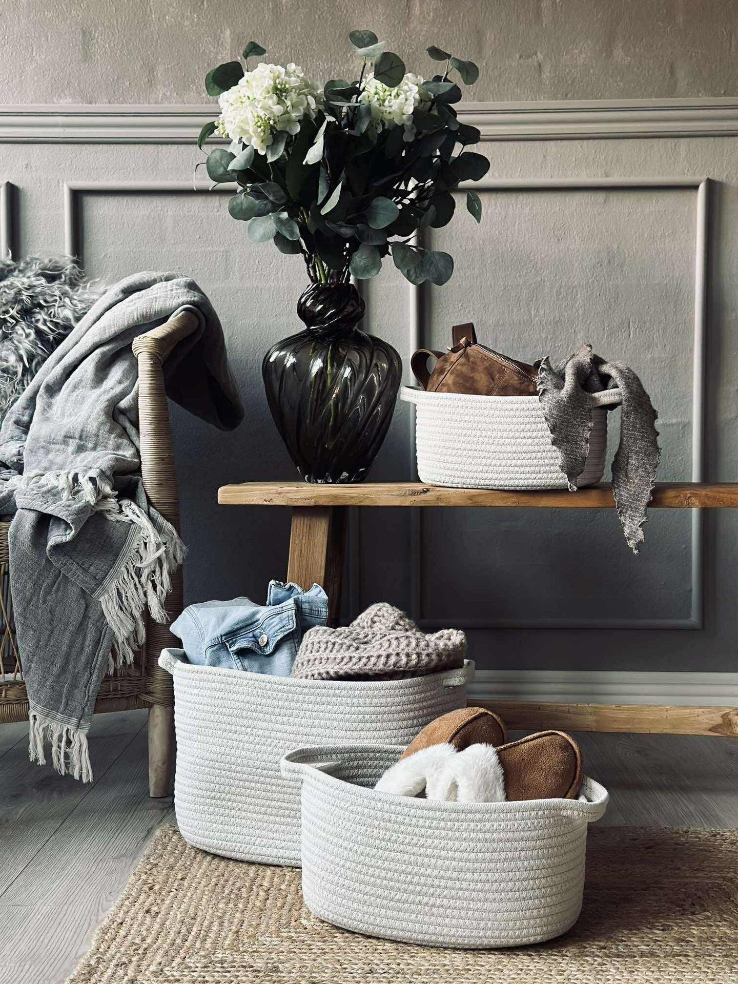 Körbe 3 St., beige und sand
