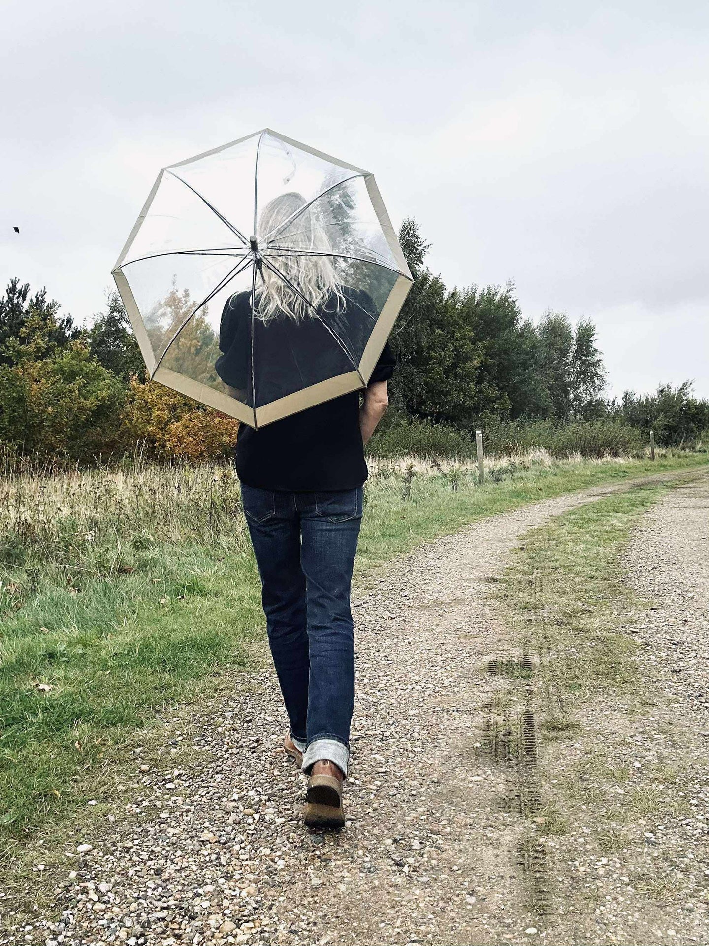 Transparenter Regenschirm - Beige